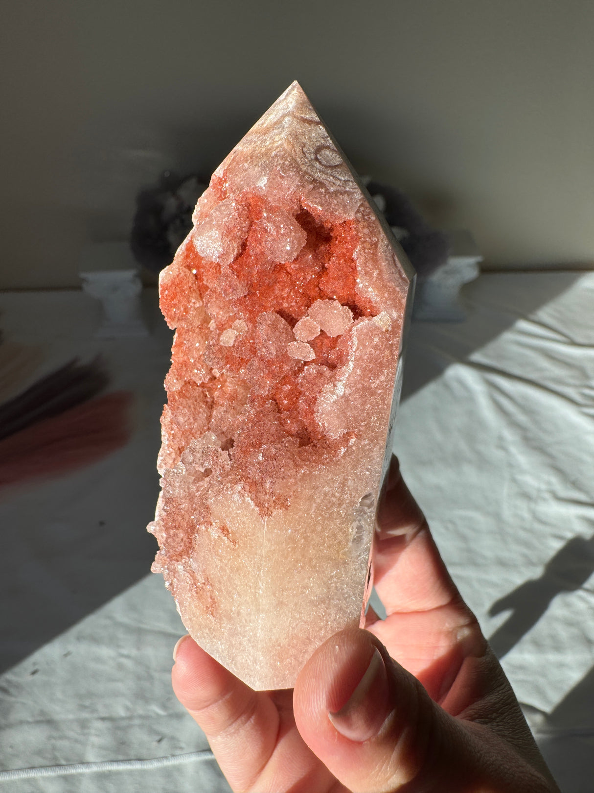 Druzy Red Pink Amethyst Tower