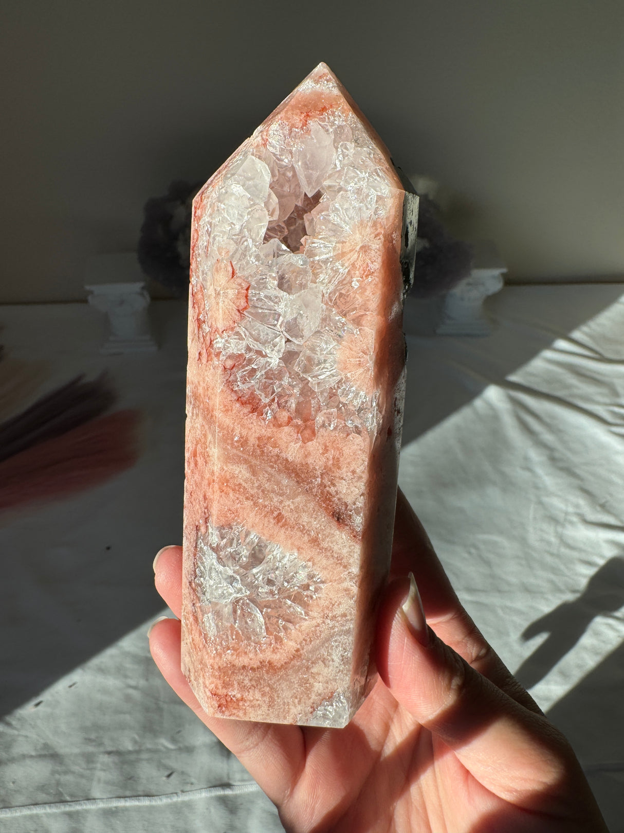 Peachy Pink Amethyst Tower