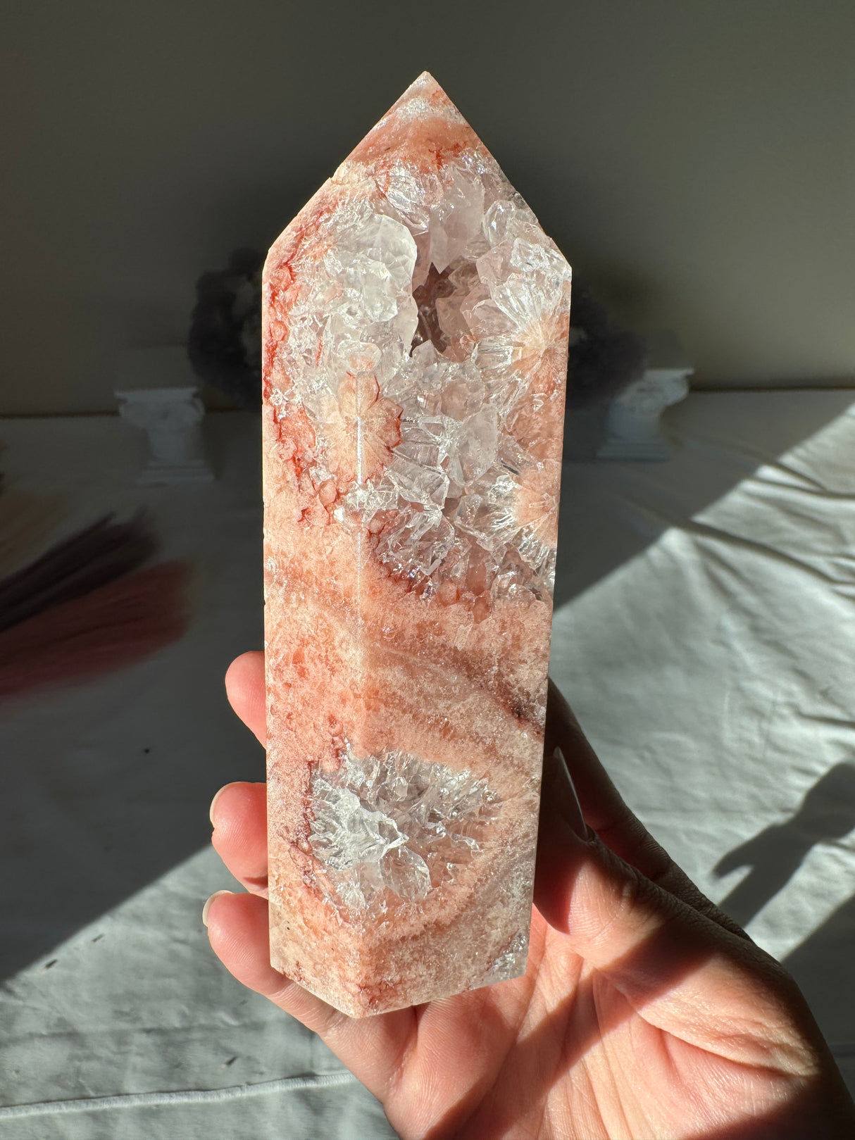 Peachy Pink Amethyst Tower