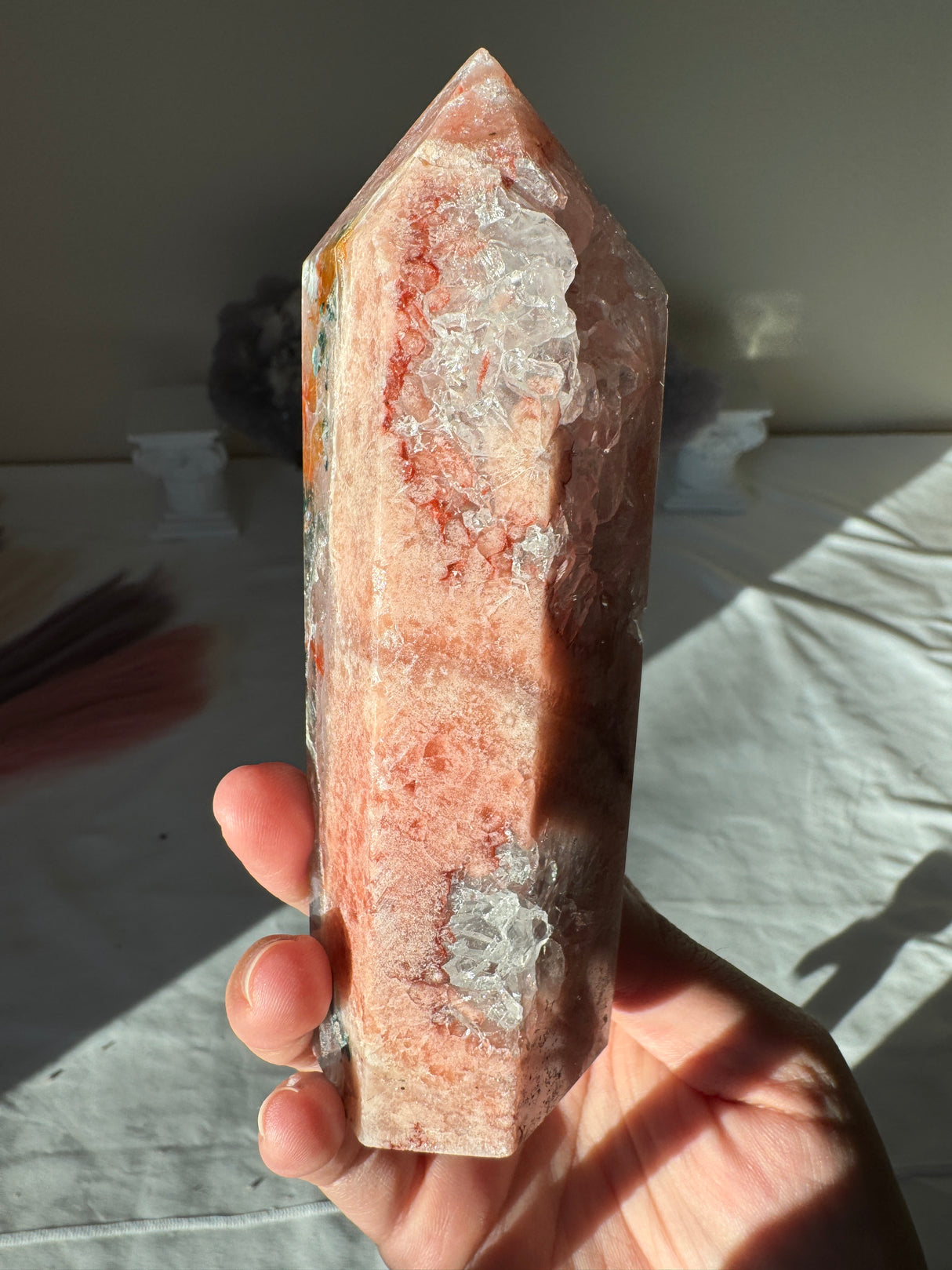 Peachy Pink Amethyst Tower