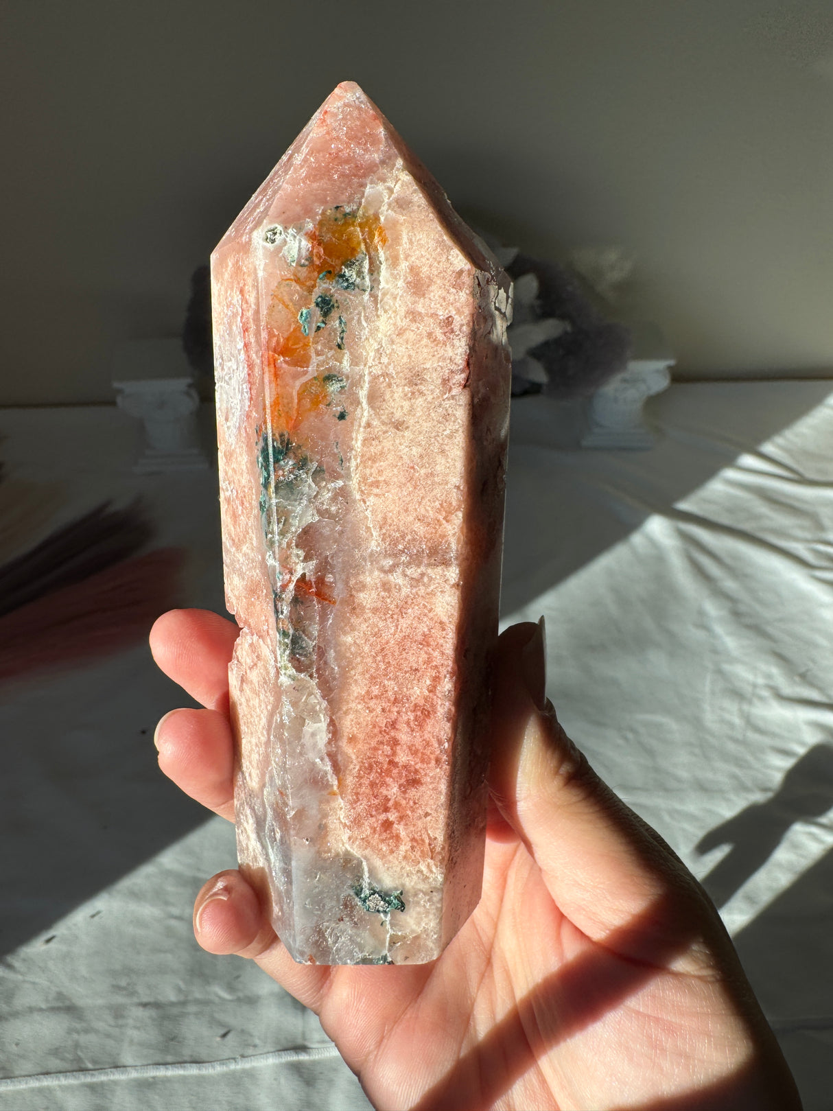 Peachy Pink Amethyst Tower