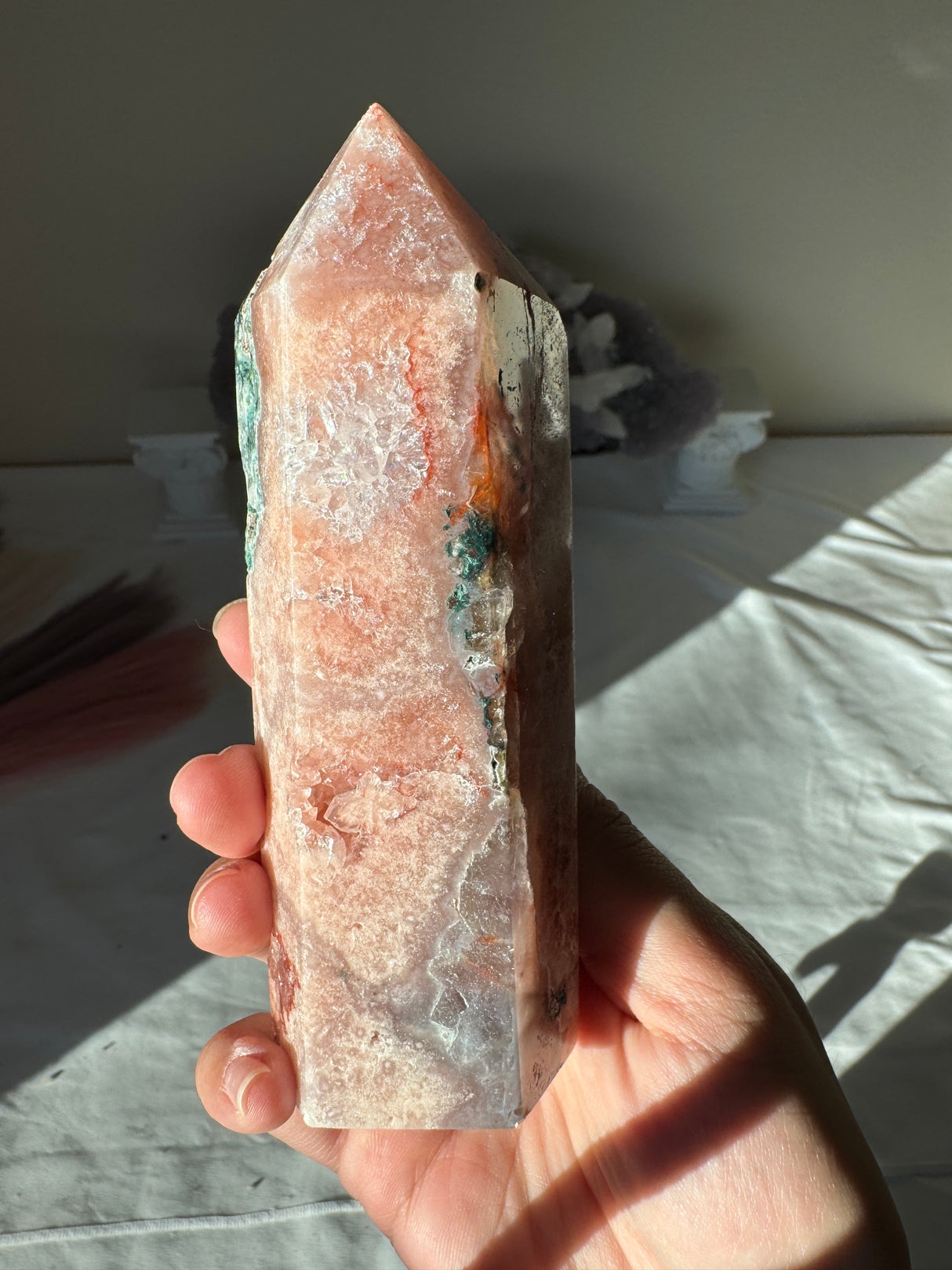 Peachy Pink Amethyst Tower