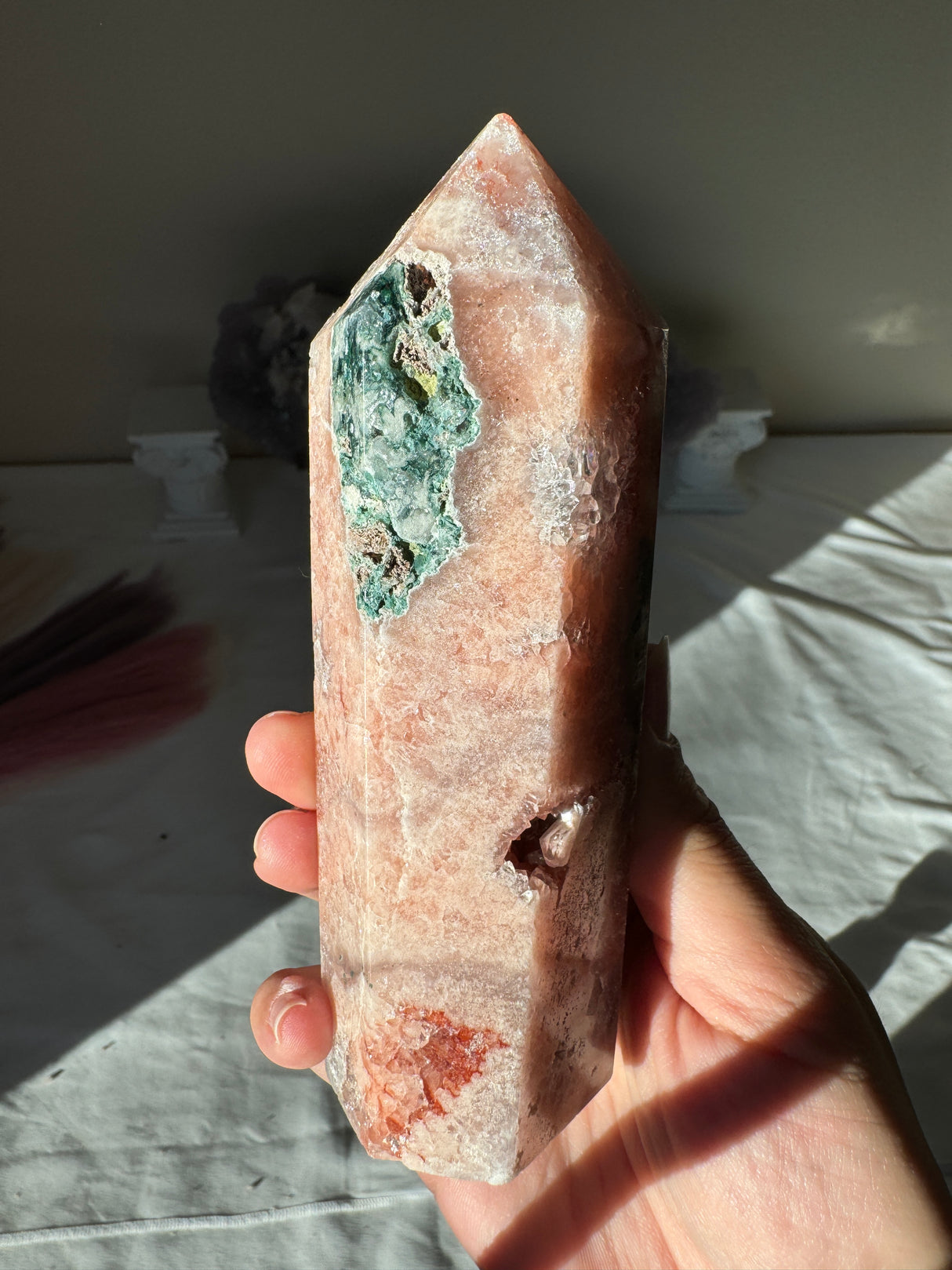 Peachy Pink Amethyst Tower