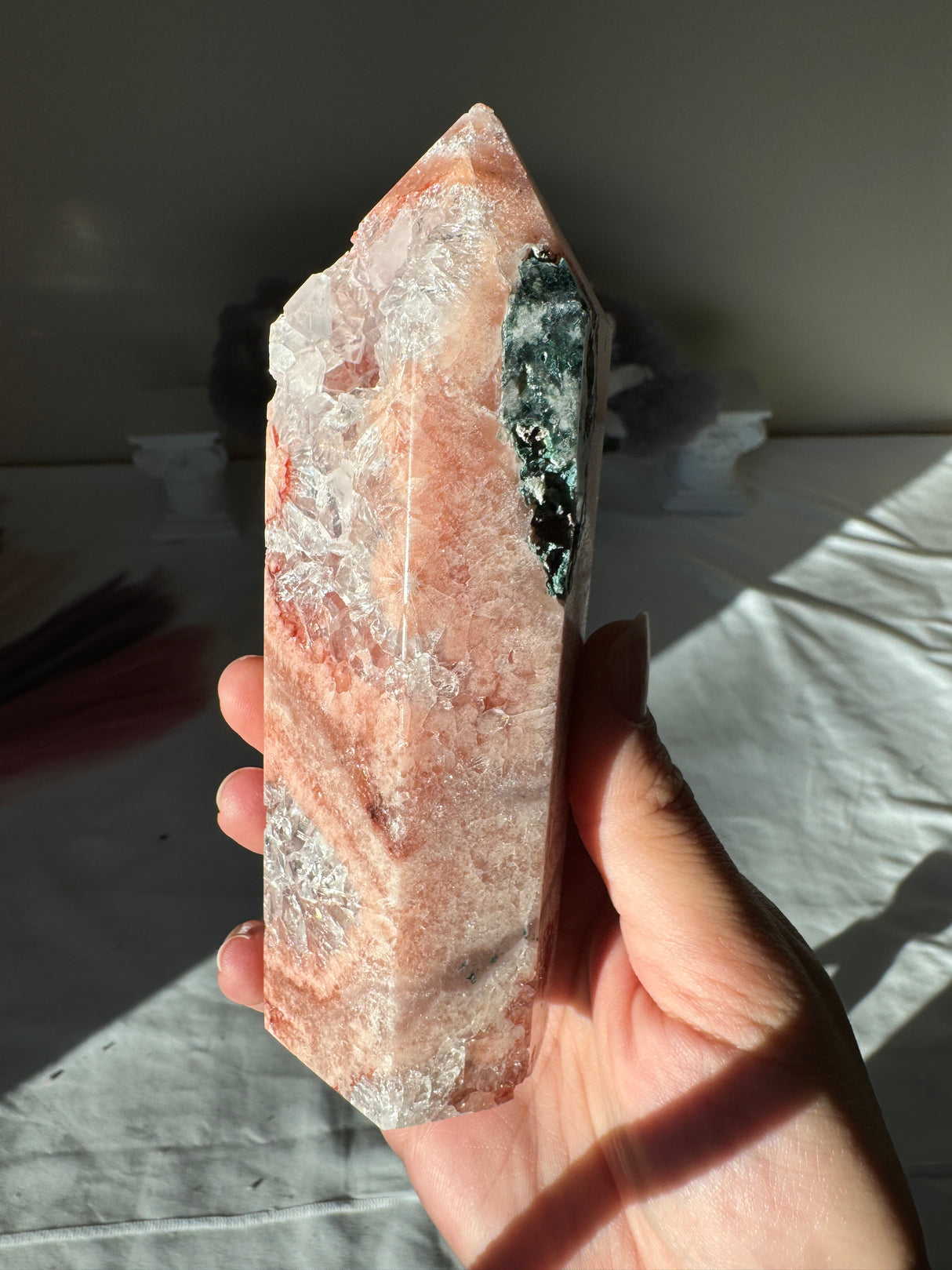 Peachy Pink Amethyst Tower
