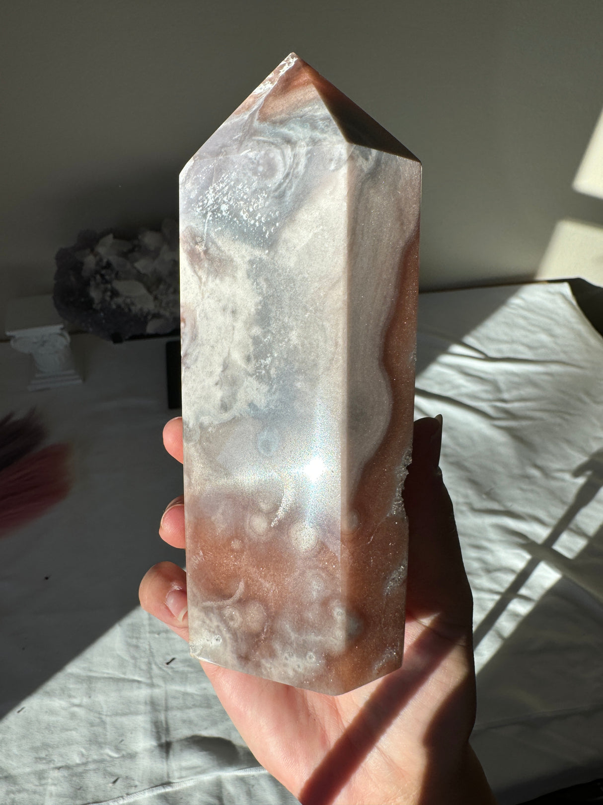 Flower Druzy Peachy Pink Amethyst Tower