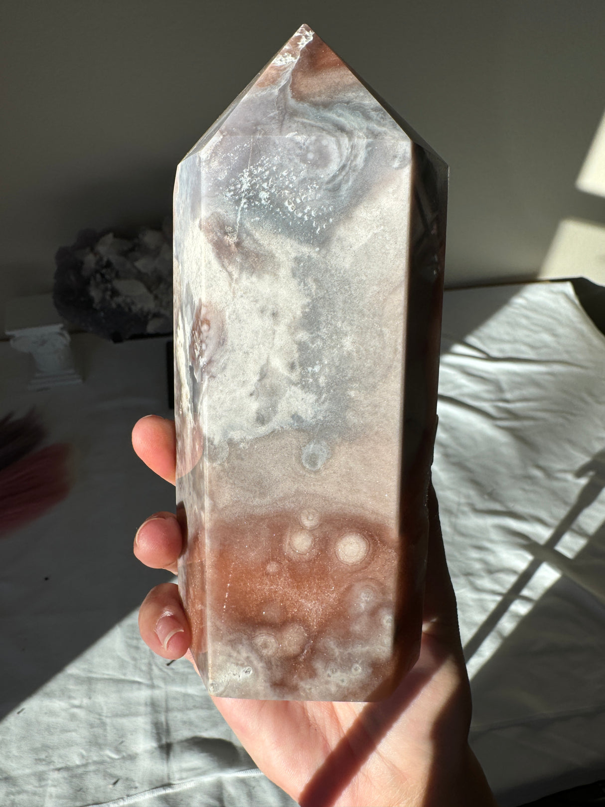 Flower Druzy Peachy Pink Amethyst Tower