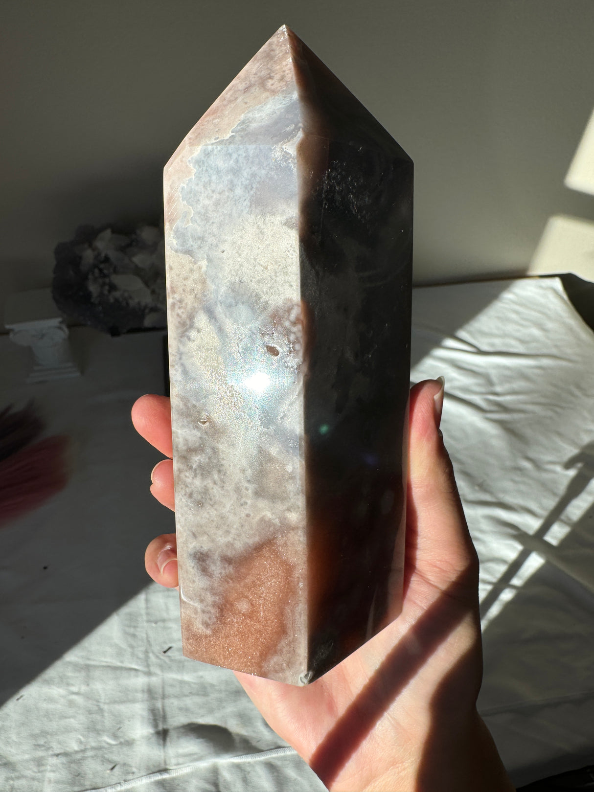 Flower Druzy Peachy Pink Amethyst Tower