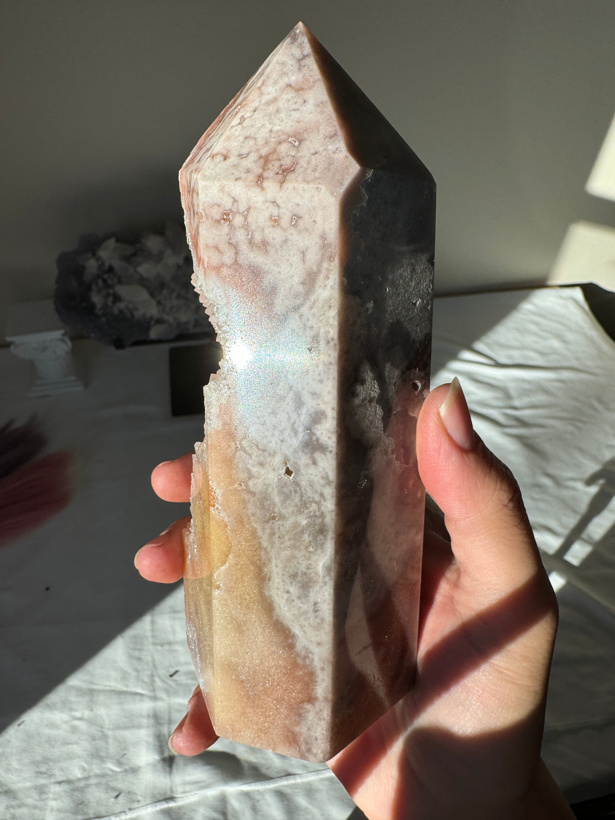 Flower Druzy Peachy Pink Amethyst Tower