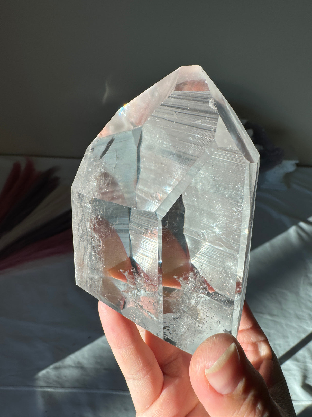 Chunky Lemurian Quartz Tower with Rainbow