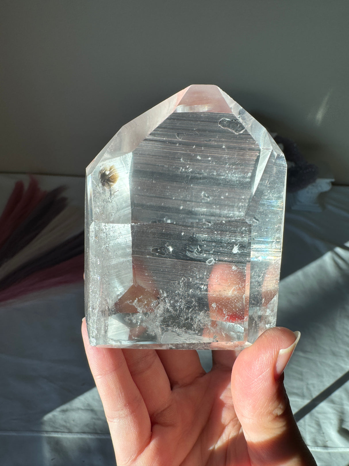 Chunky Lemurian Quartz Tower with Rainbow
