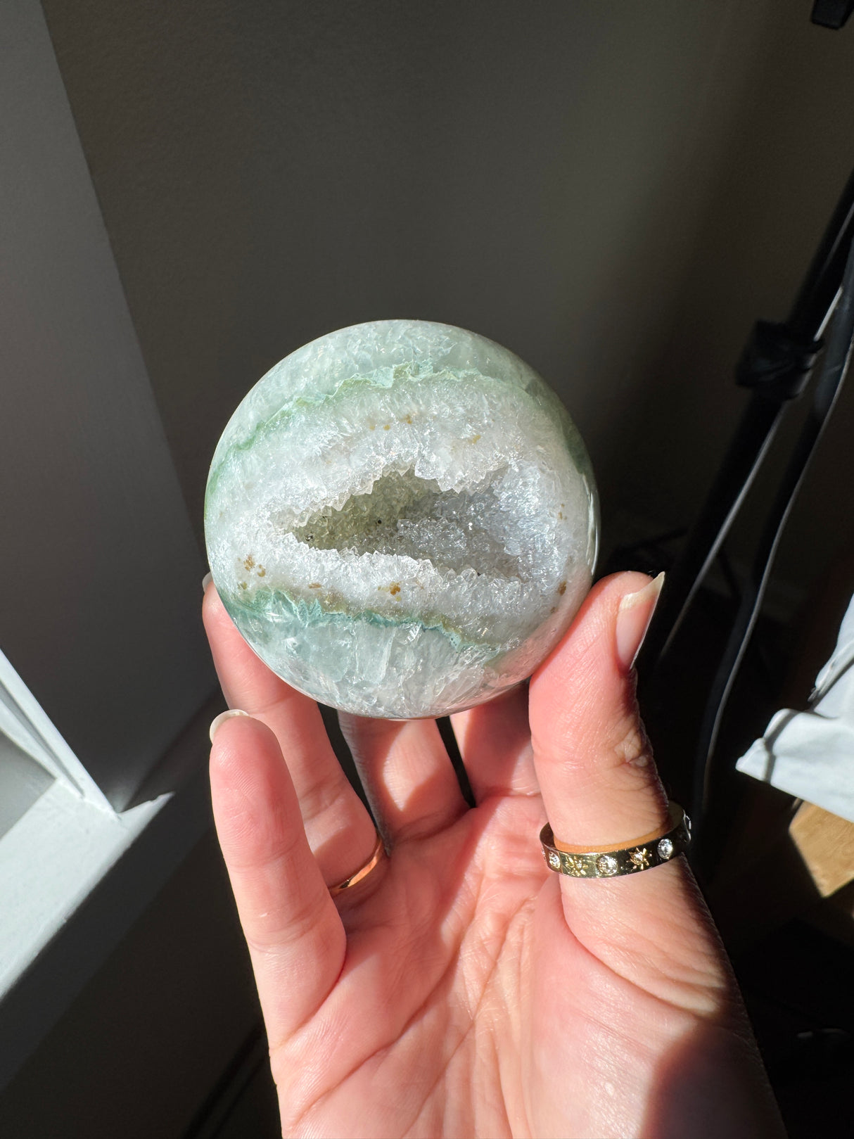 Green Agate Quartz Sphere
