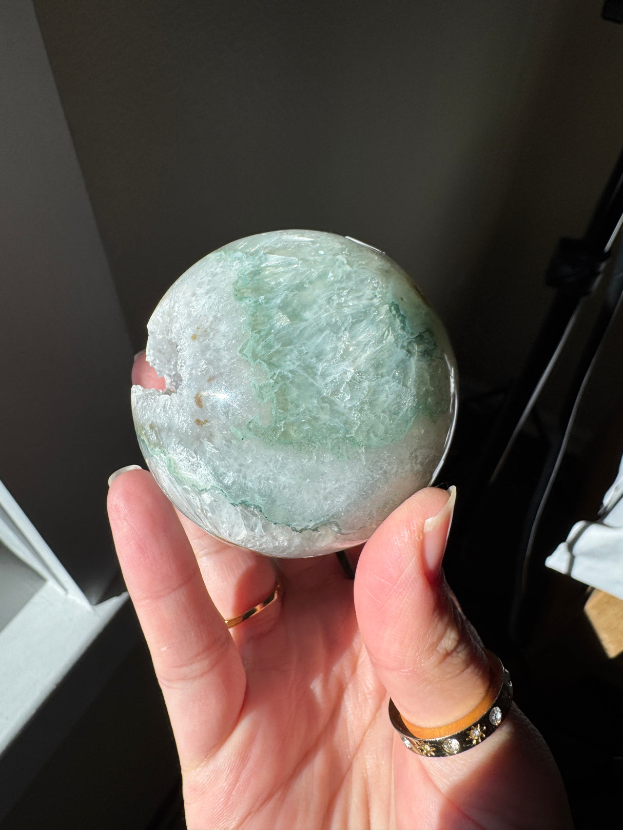 Green Agate Quartz Sphere