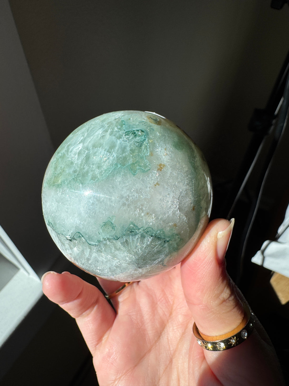 Green Agate Quartz Sphere