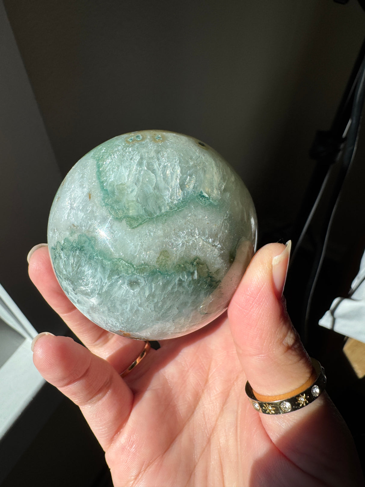 Green Agate Quartz Sphere