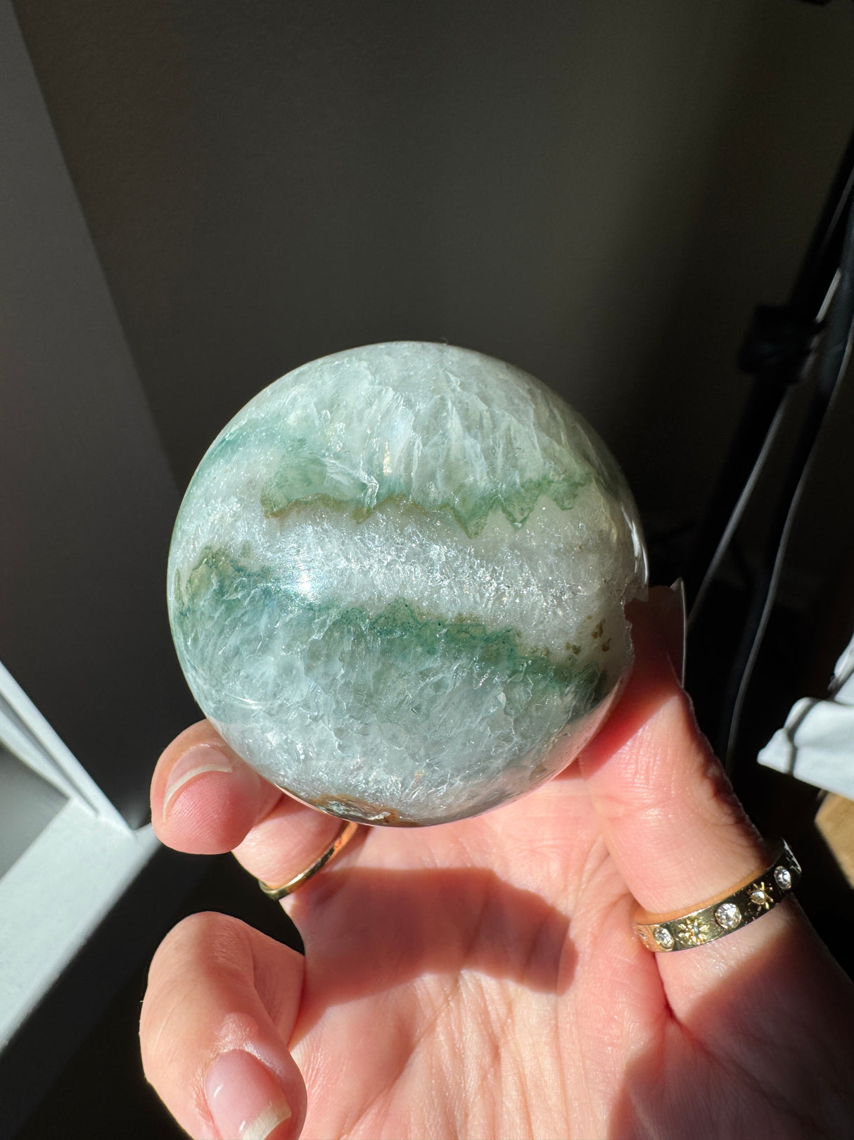 Green Agate Quartz Sphere