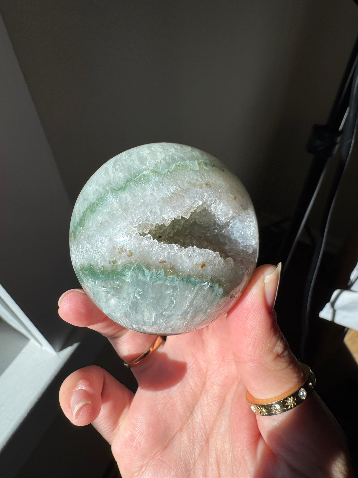 Green Agate Quartz Sphere