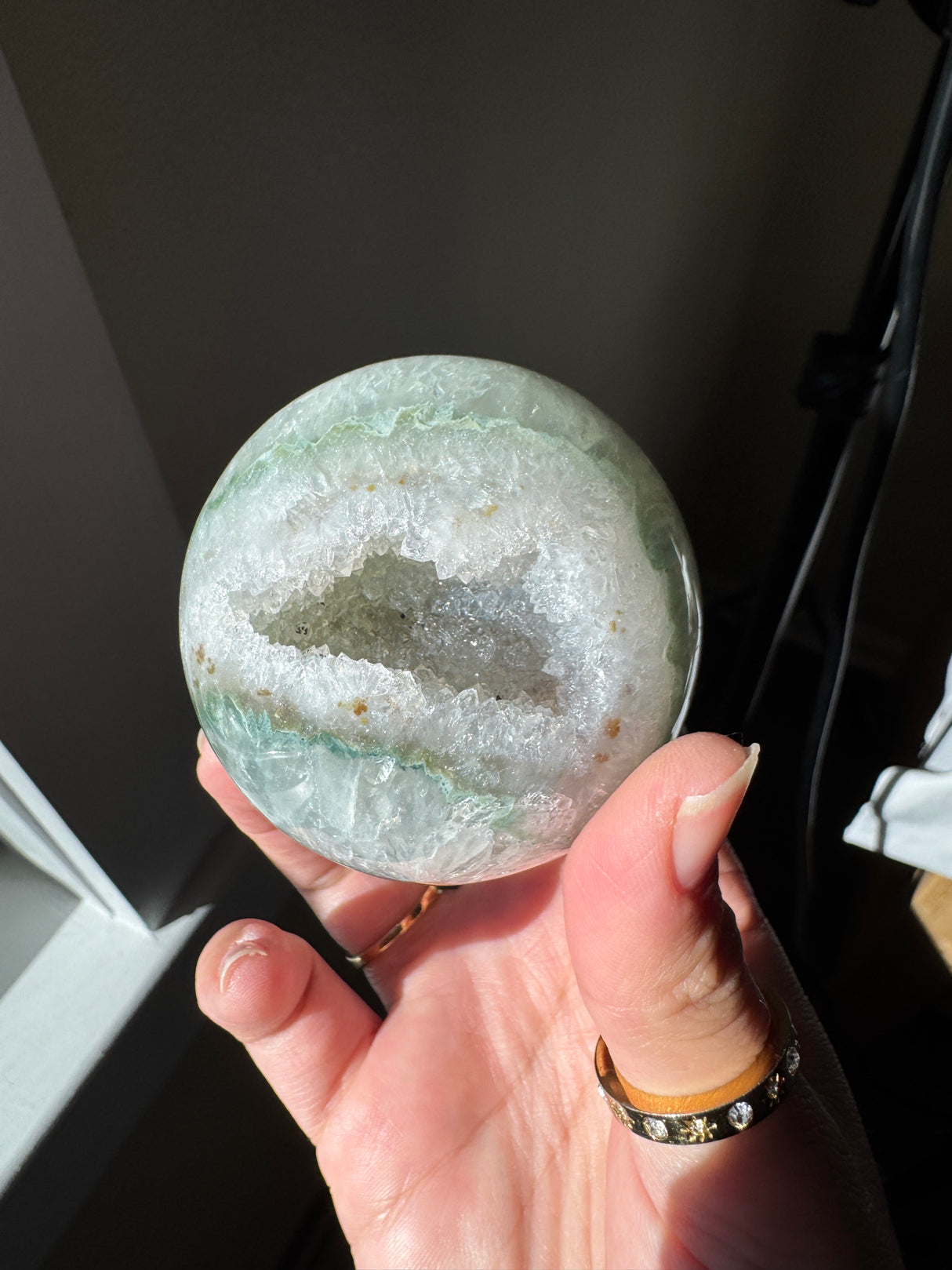 Green Agate Quartz Sphere