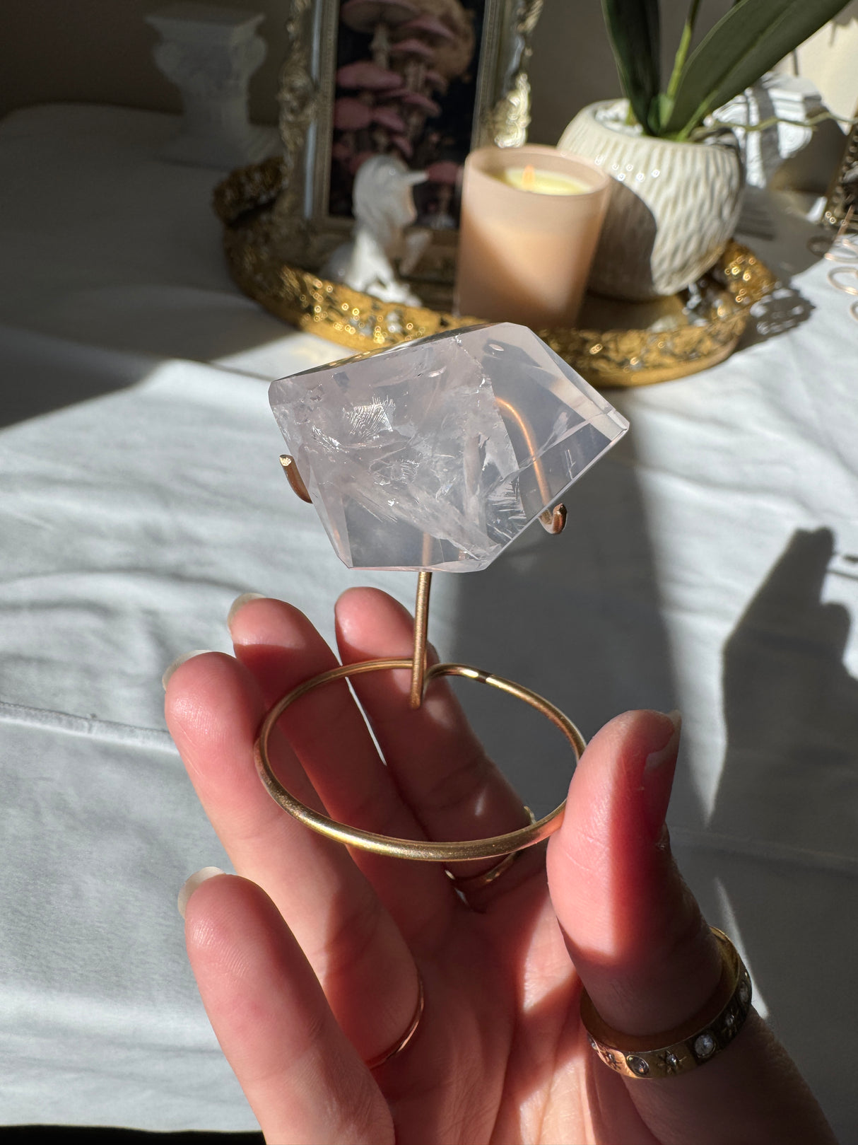 Gemmy Rose Quartz Free Form with Stand