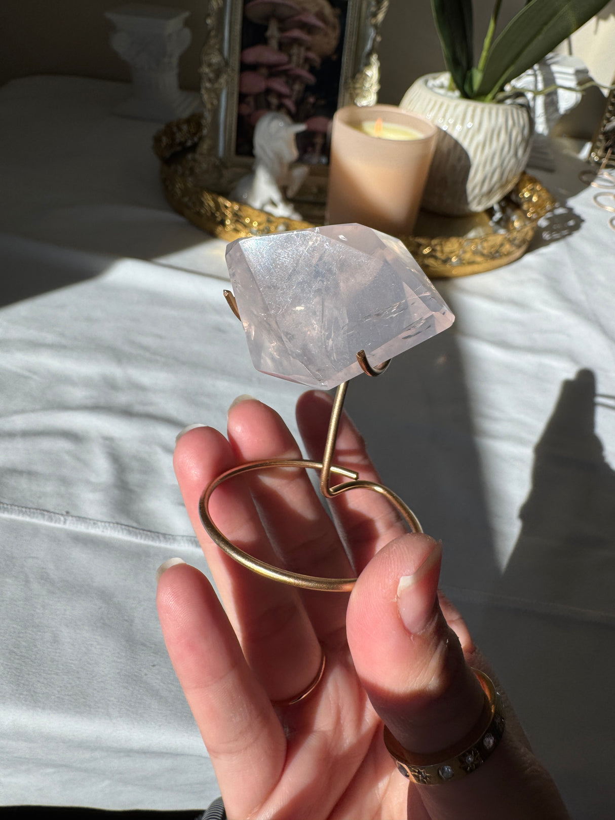 Gemmy Rose Quartz Free Form with Stand