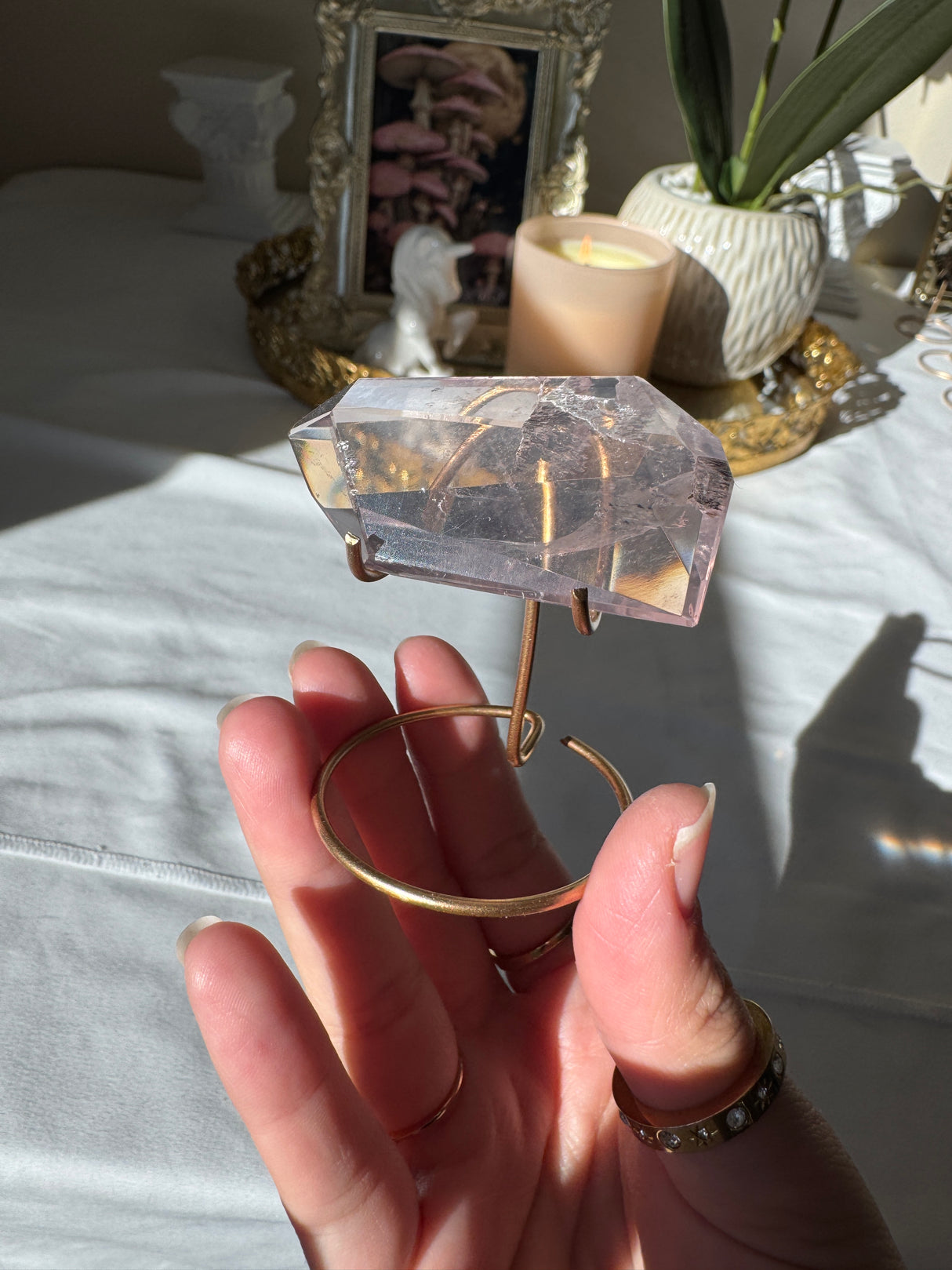 Gemmy Rose Quartz Free Form with Stand