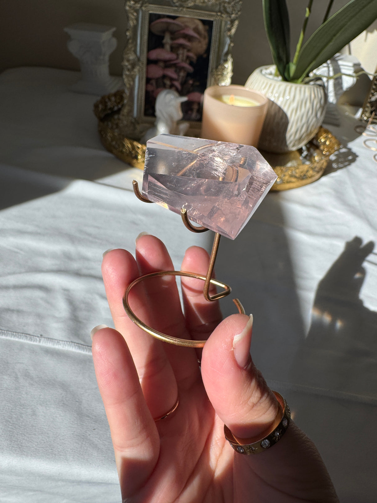 Gemmy Rose Quartz Free Form with Stand