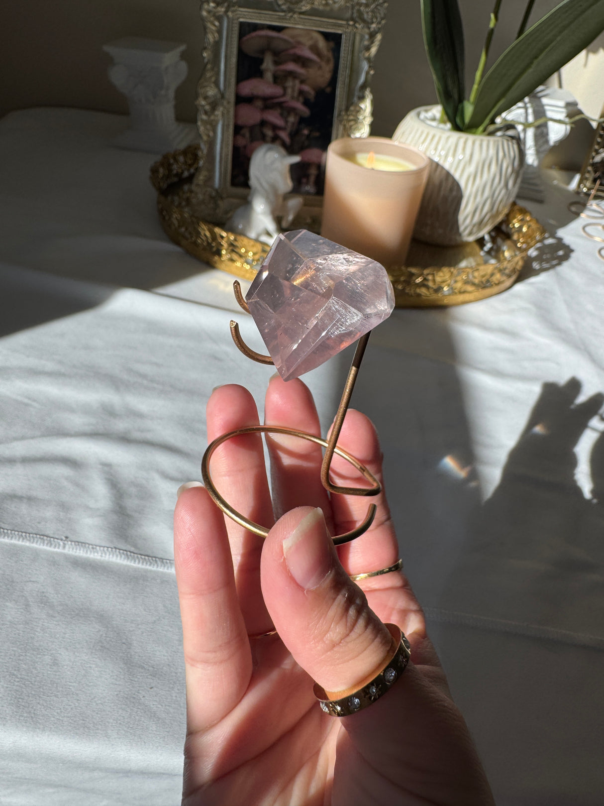 Gemmy Rose Quartz Free Form with Stand