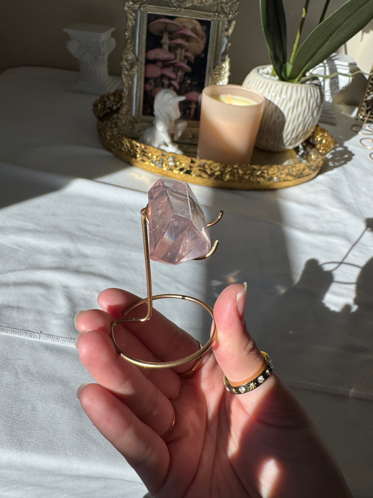 Gemmy Rose Quartz Free Form with Stand