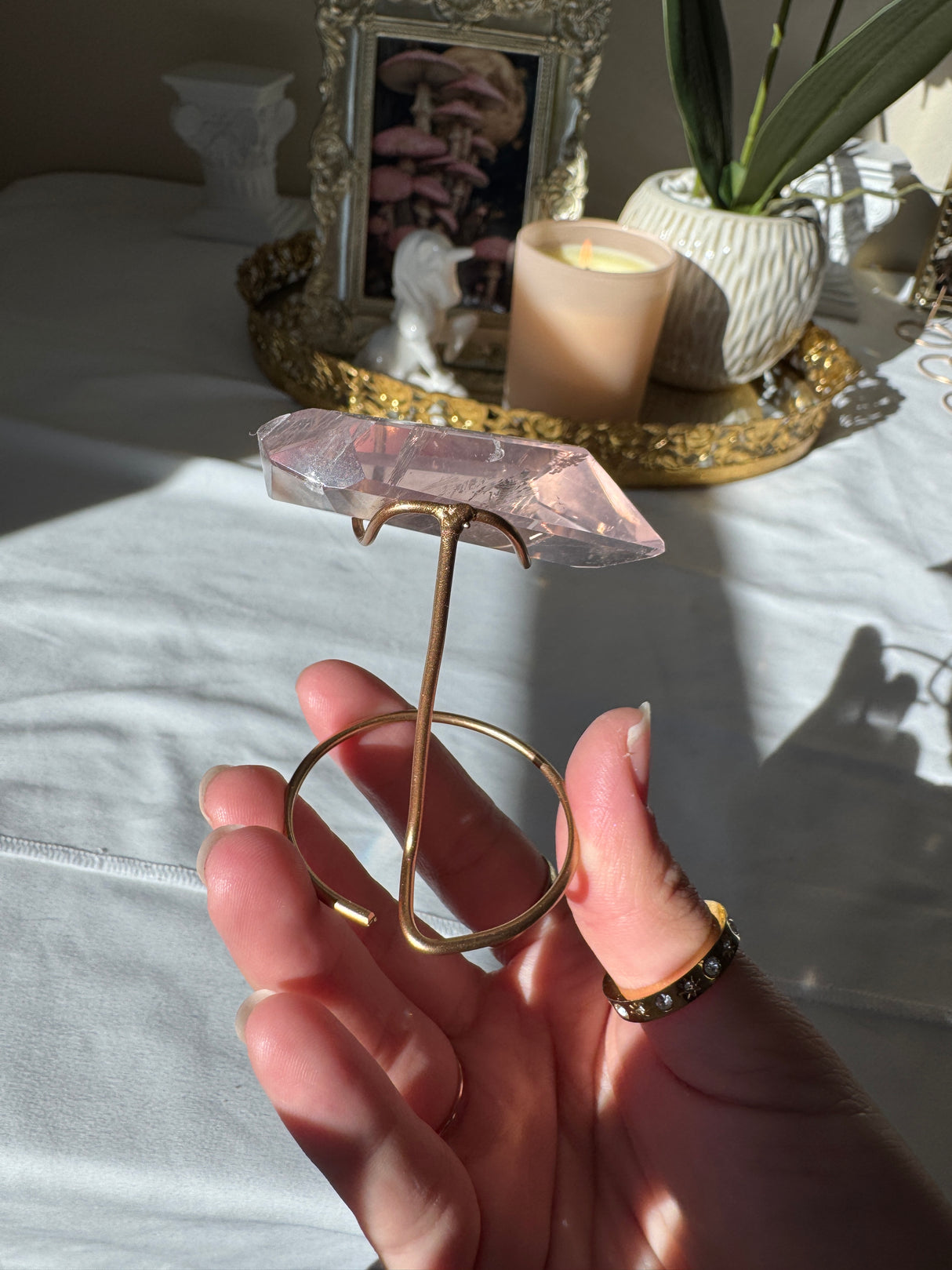 Gemmy Rose Quartz Free Form with Stand