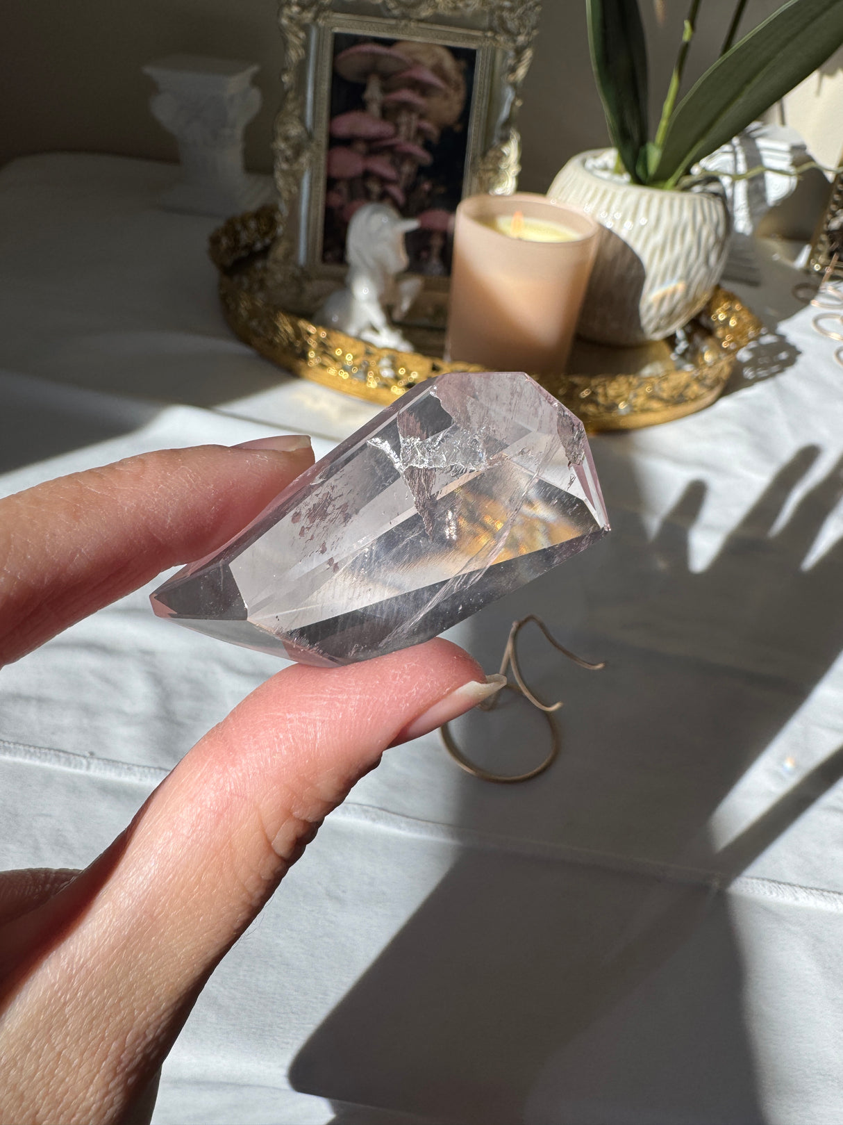 Gemmy Rose Quartz Free Form with Stand