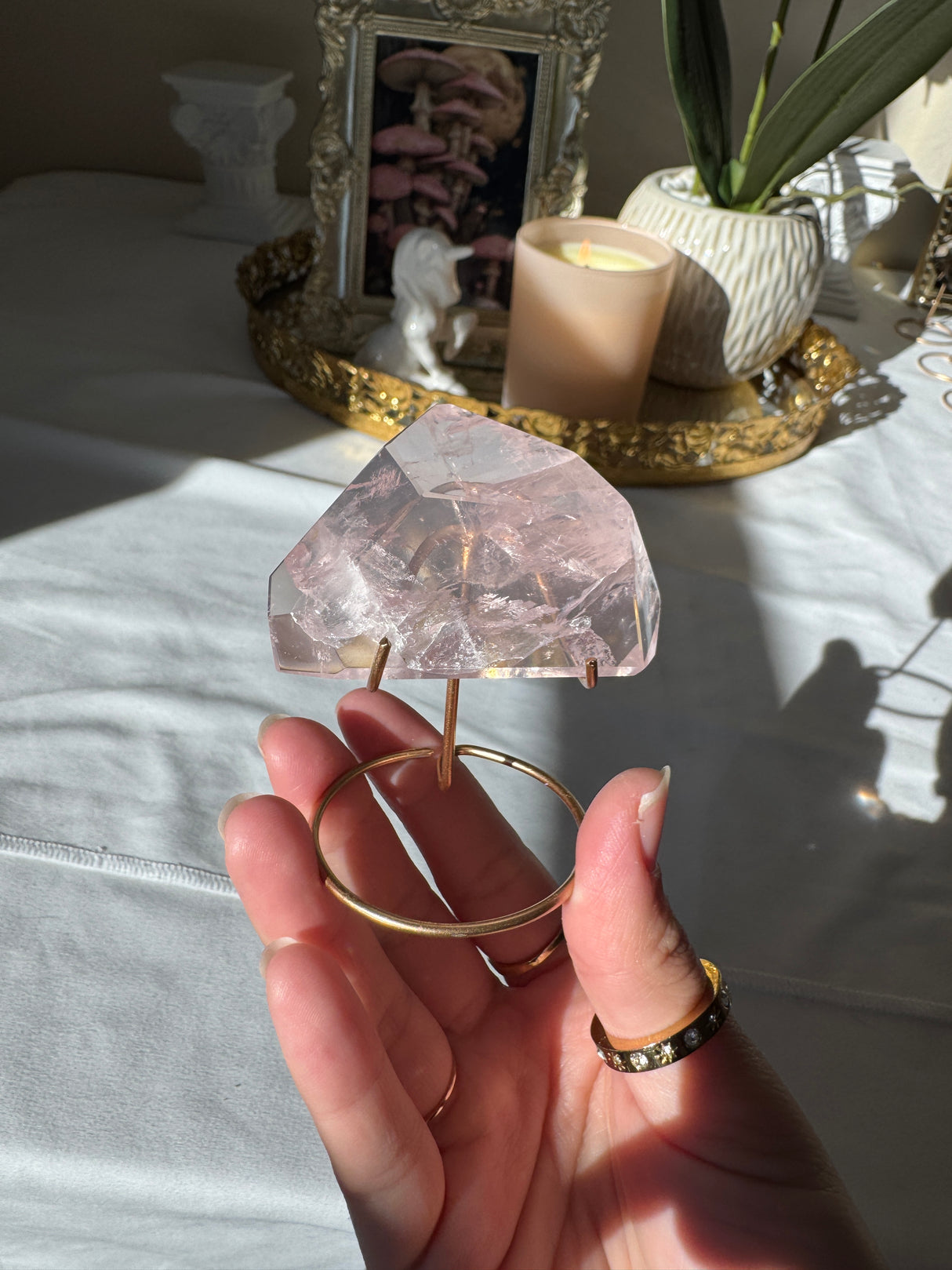 Gemmy Rose Quartz Free Form with Stand