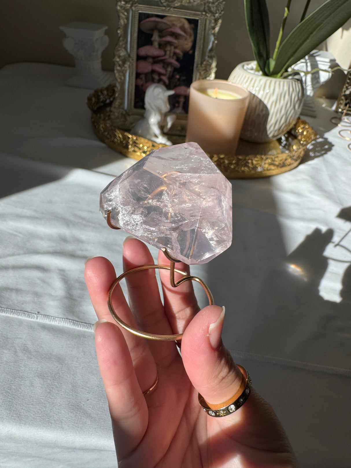 Gemmy Rose Quartz Free Form with Stand