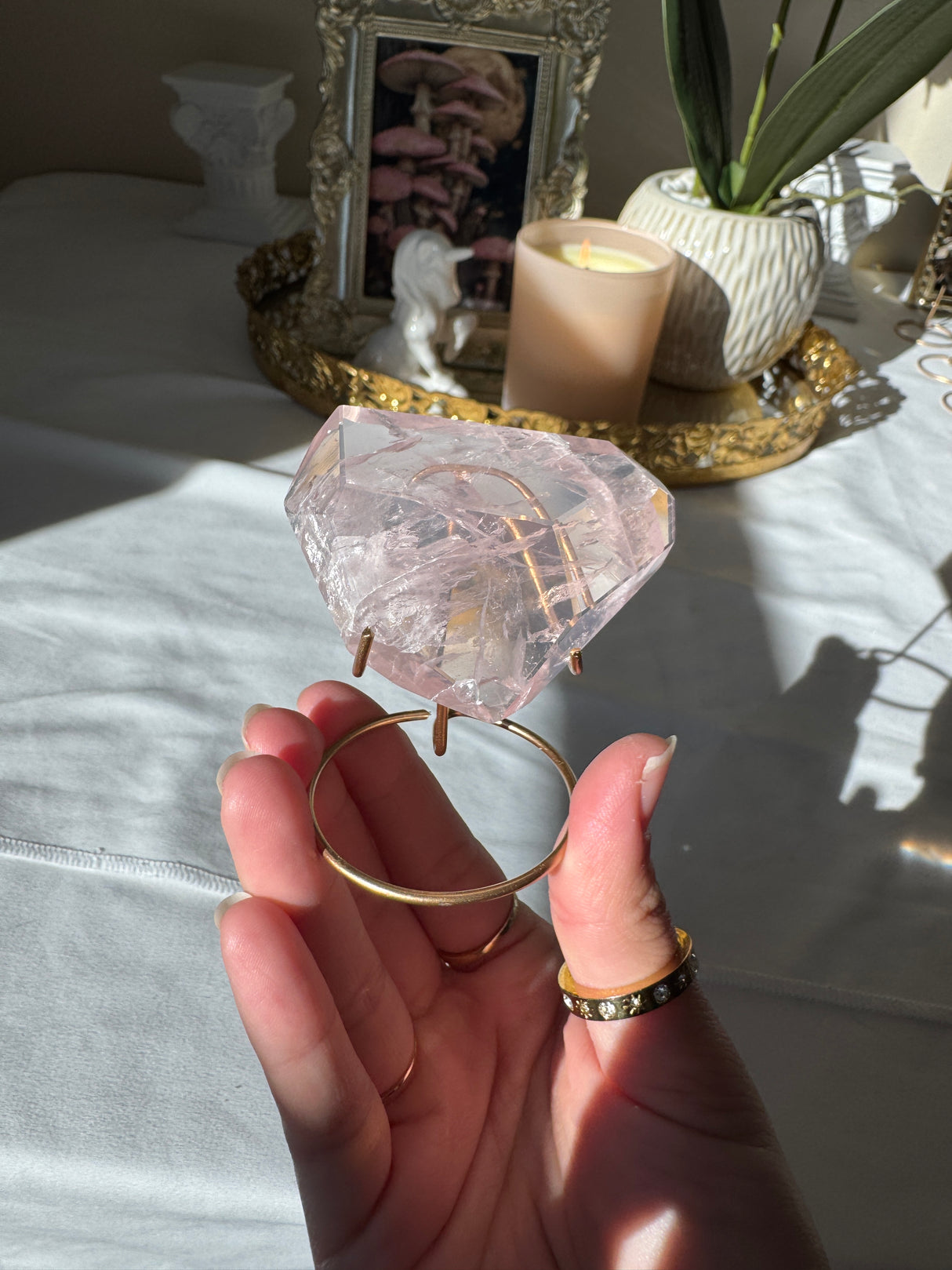 Gemmy Rose Quartz Free Form with Stand