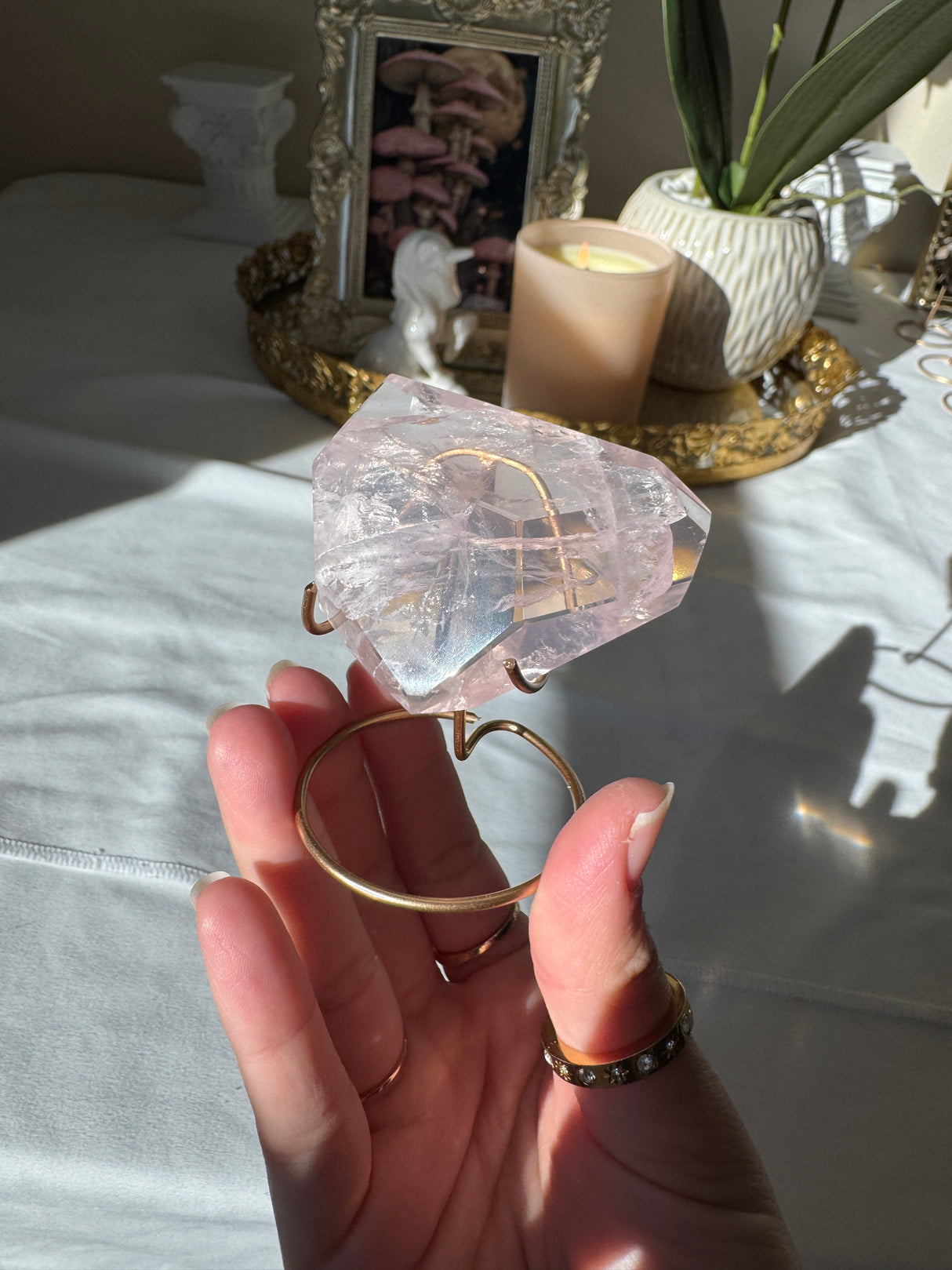 Gemmy Rose Quartz Free Form with Stand