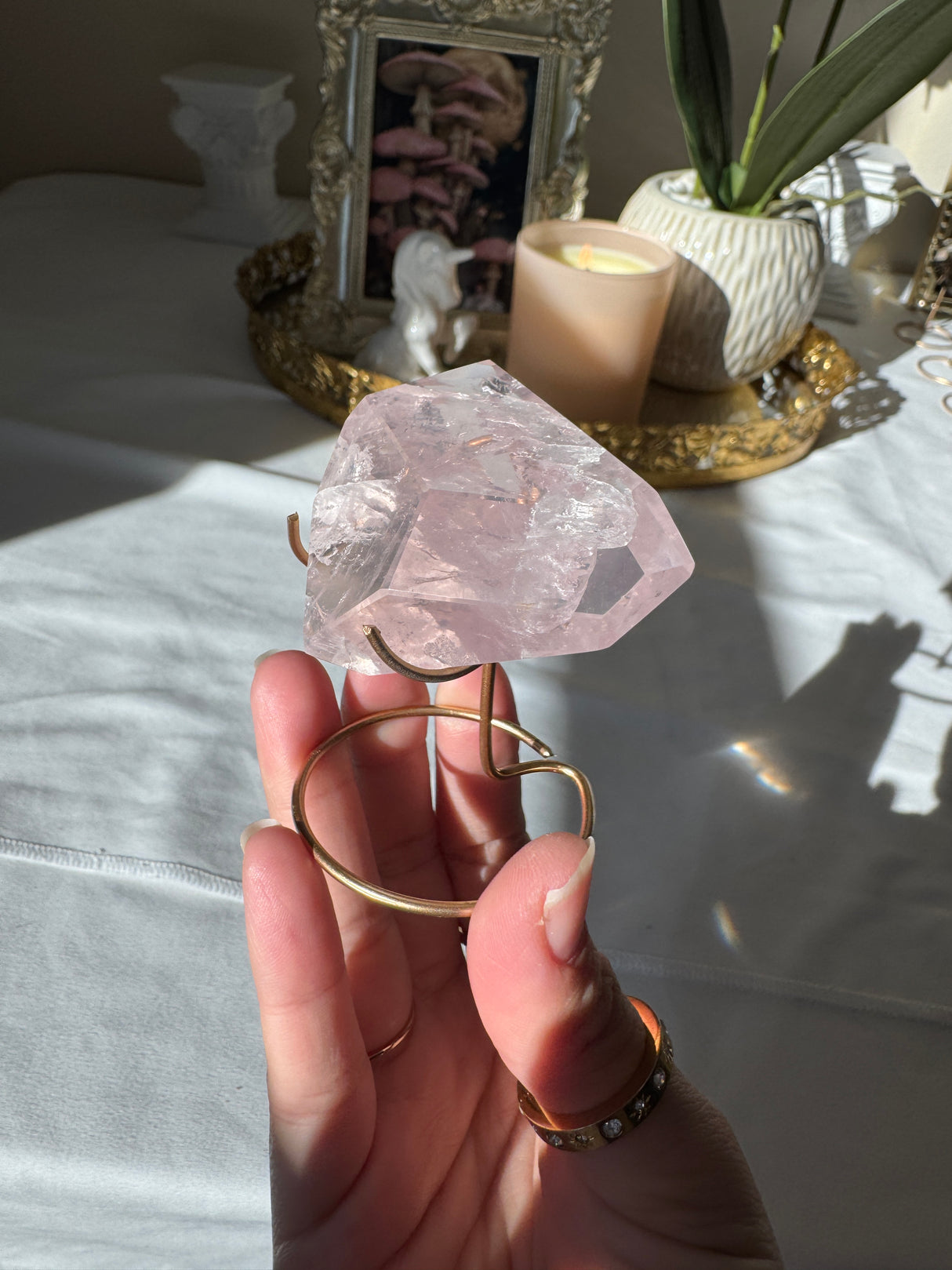 Gemmy Rose Quartz Free Form with Stand