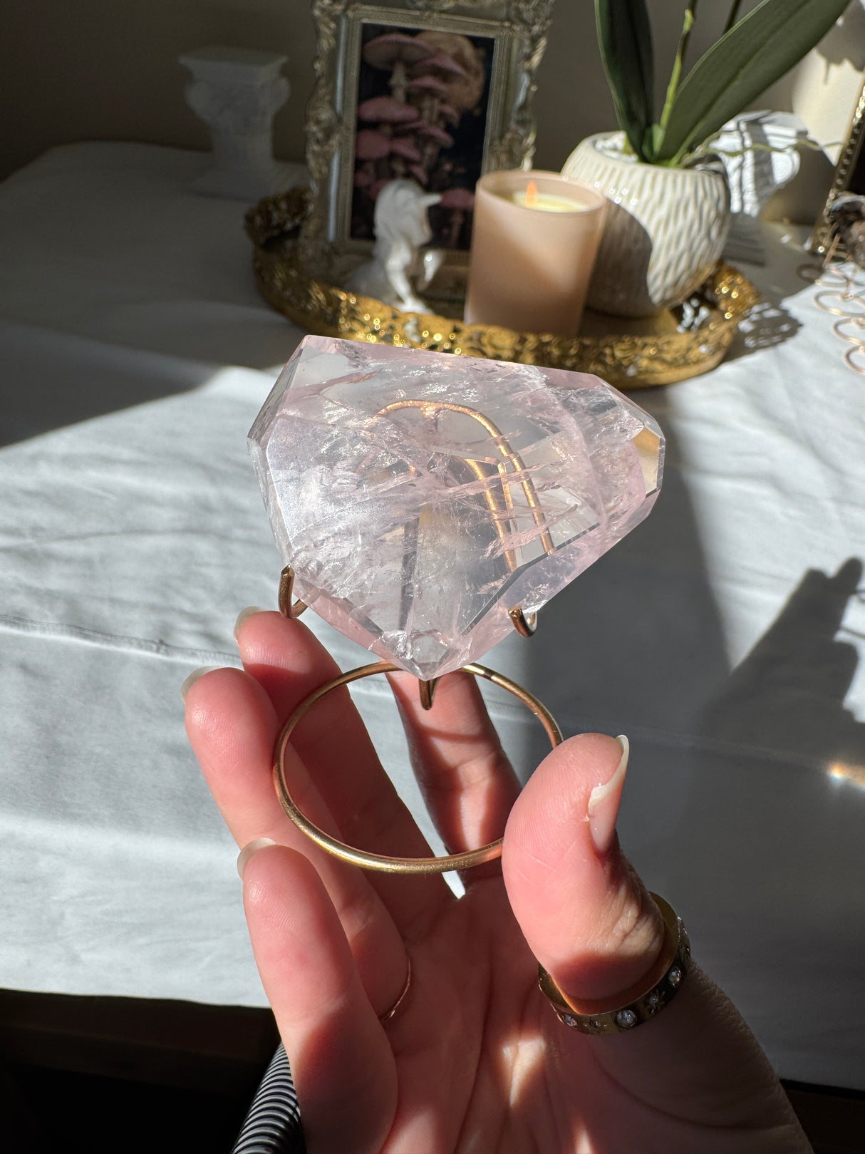 Gemmy Rose Quartz Free Form with Stand