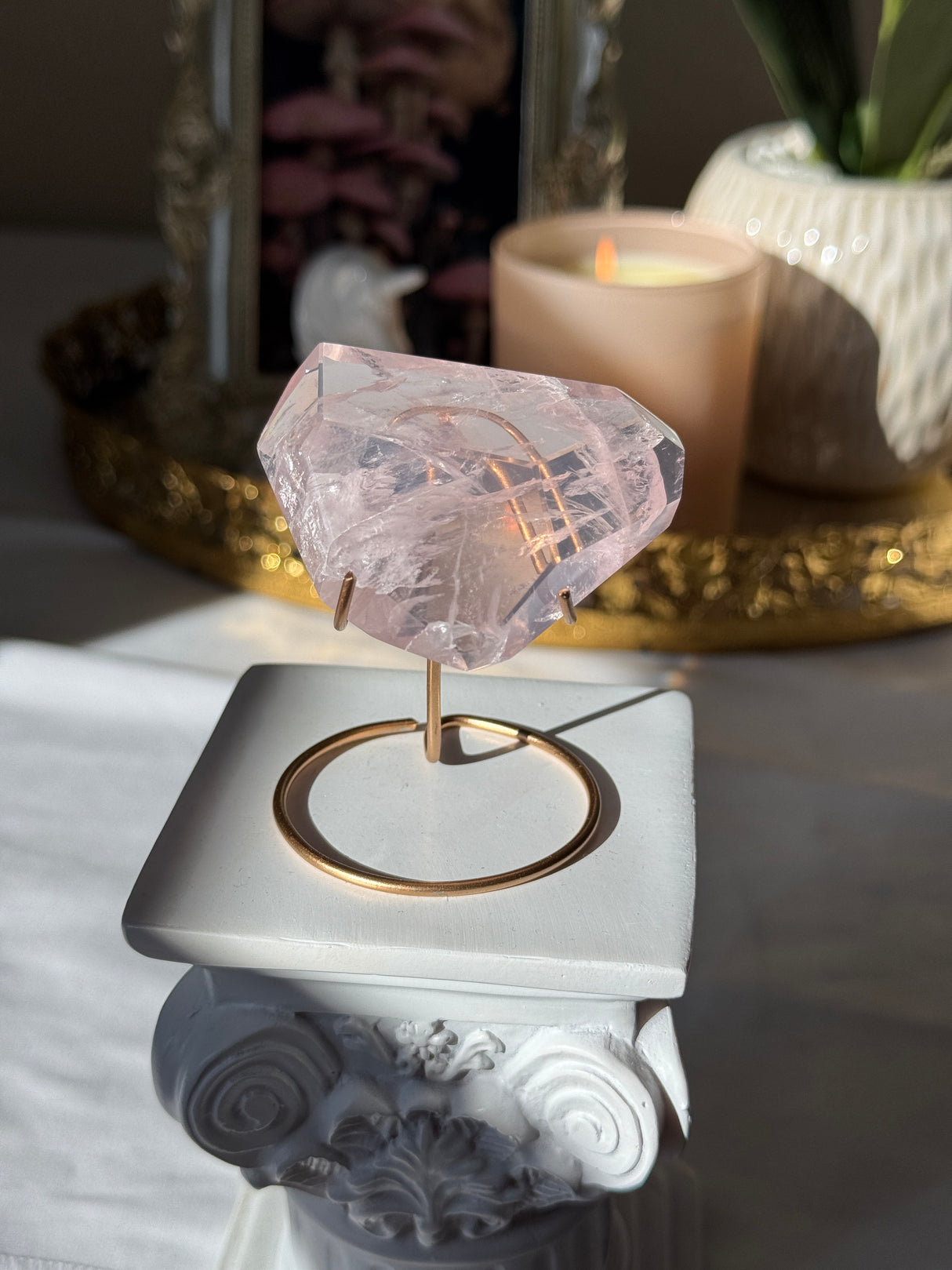 Gemmy Rose Quartz Free Form with Stand