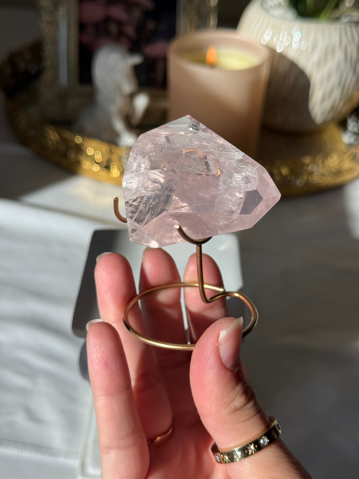 Gemmy Rose Quartz Free Form with Stand