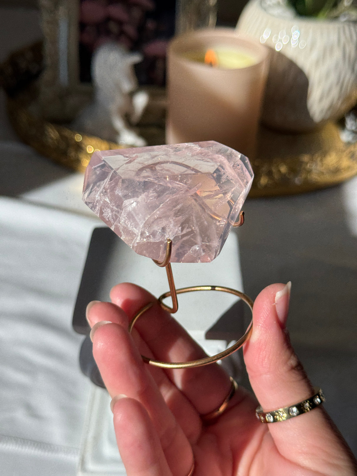 Gemmy Rose Quartz Free Form with Stand