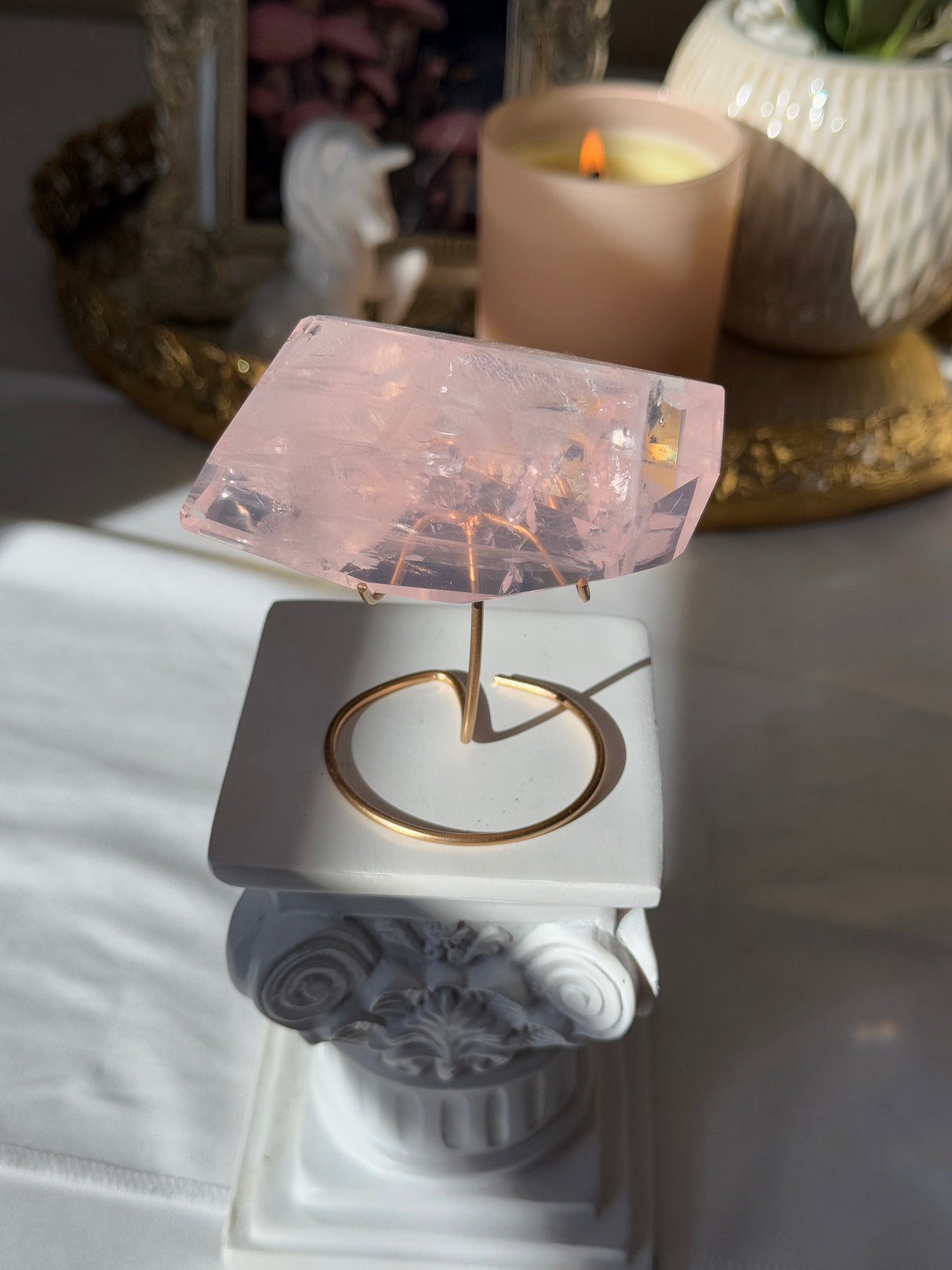 Gemmy Rose Quartz Free Form with Stand