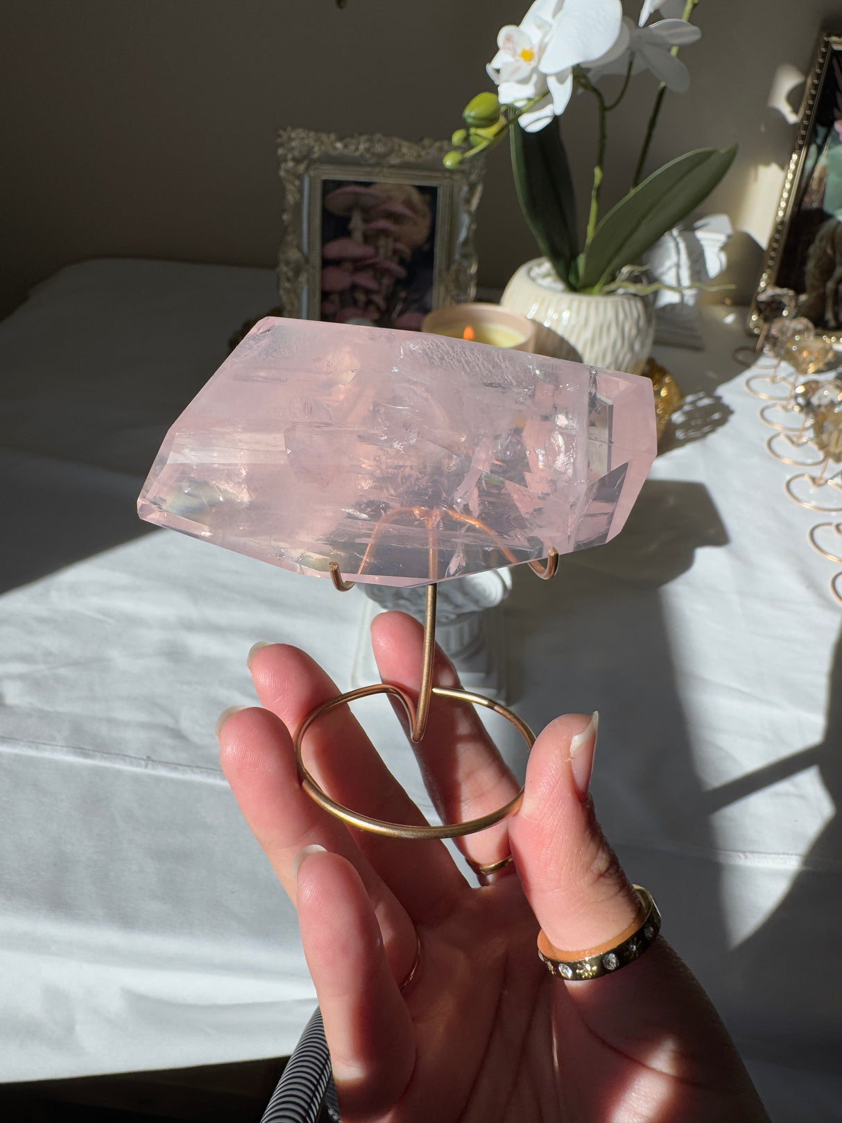 Gemmy Rose Quartz Free Form with Stand