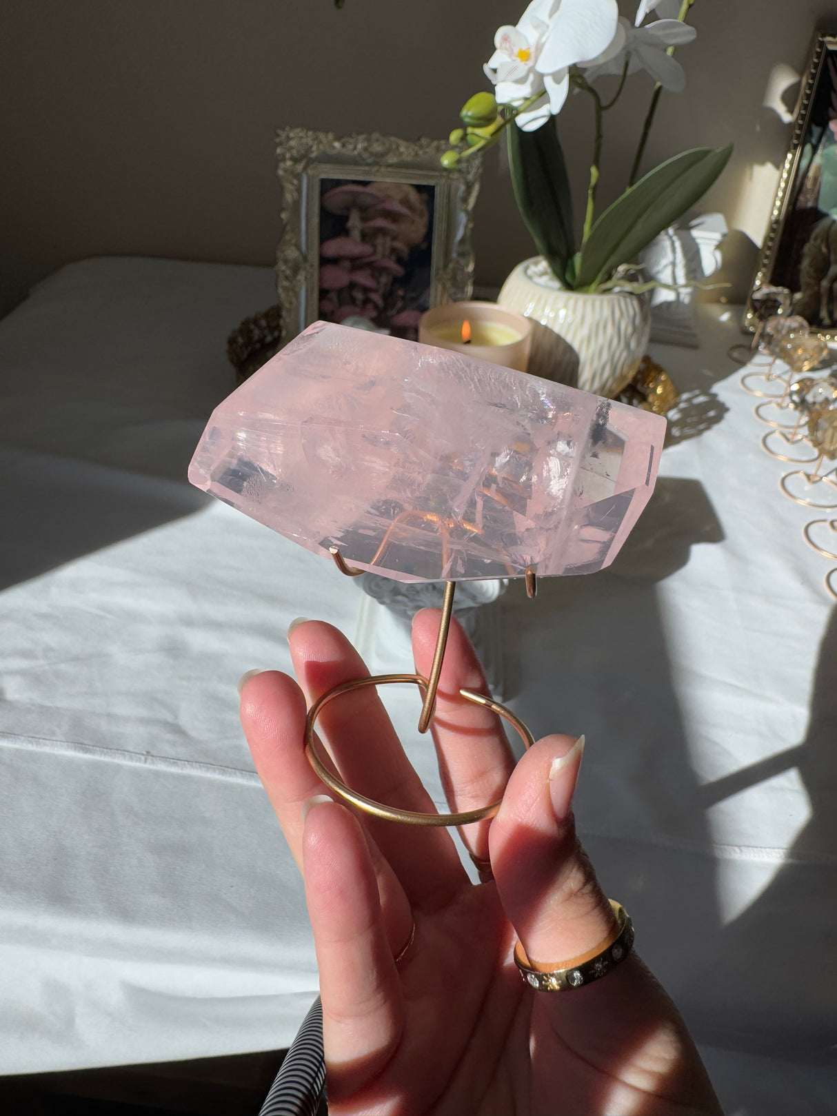 Gemmy Rose Quartz Free Form with Stand