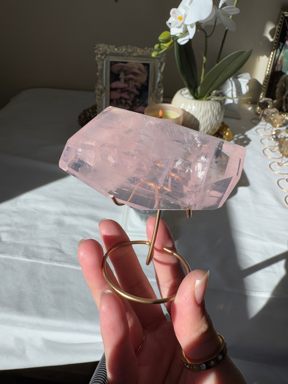 Gemmy Rose Quartz Free Form with Stand