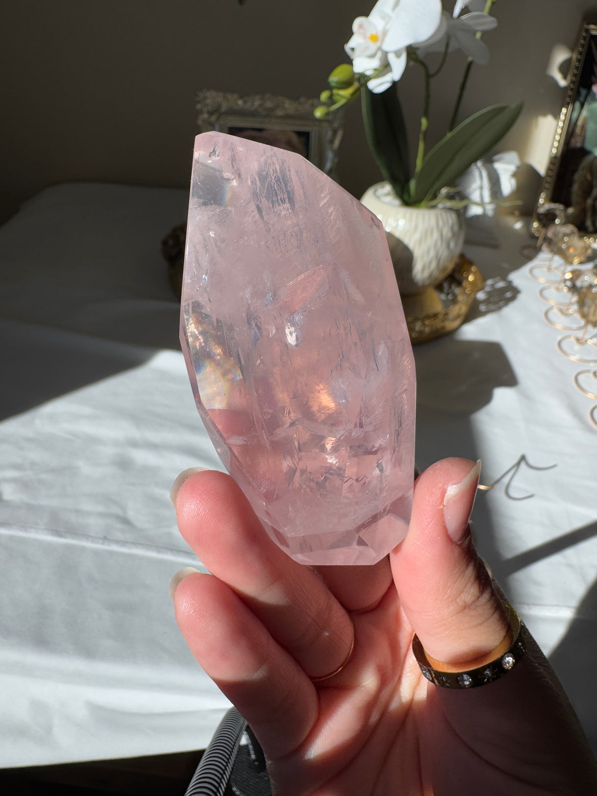 Gemmy Rose Quartz Free Form with Stand