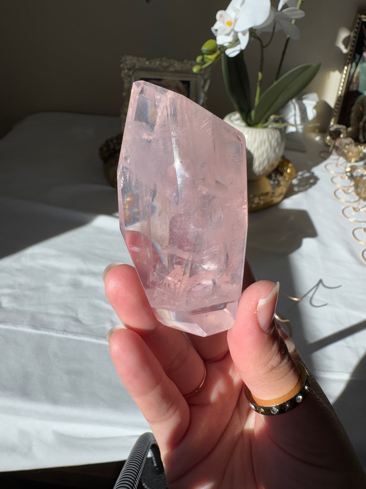 Gemmy Rose Quartz Free Form with Stand