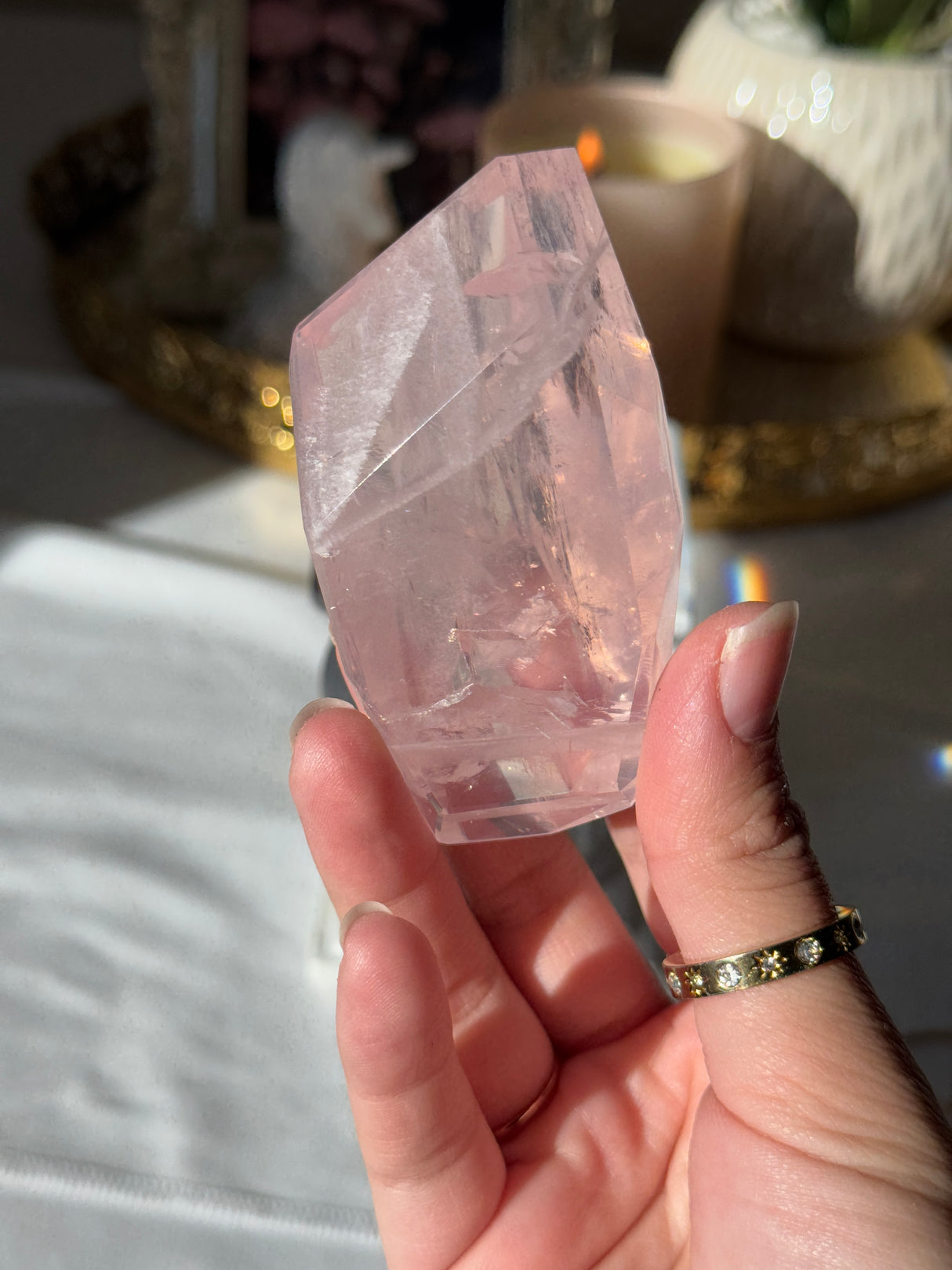 Gemmy Rose Quartz Free Form with Stand