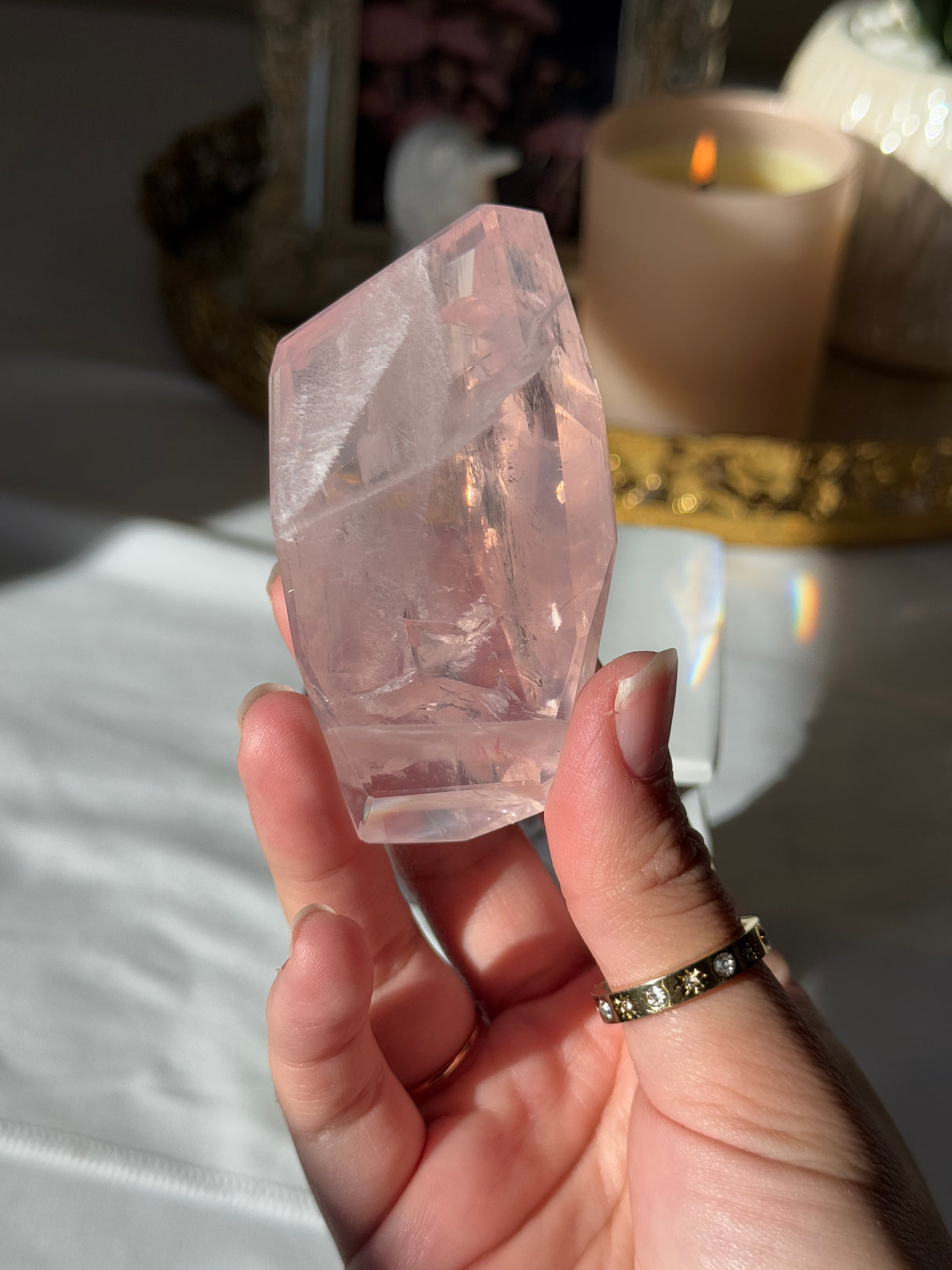 Gemmy Rose Quartz Free Form with Stand