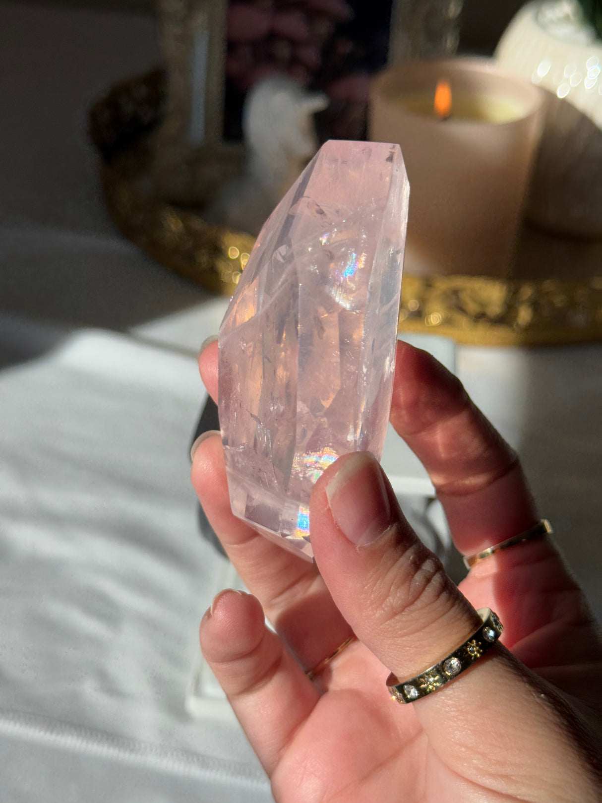 Gemmy Rose Quartz Free Form with Stand