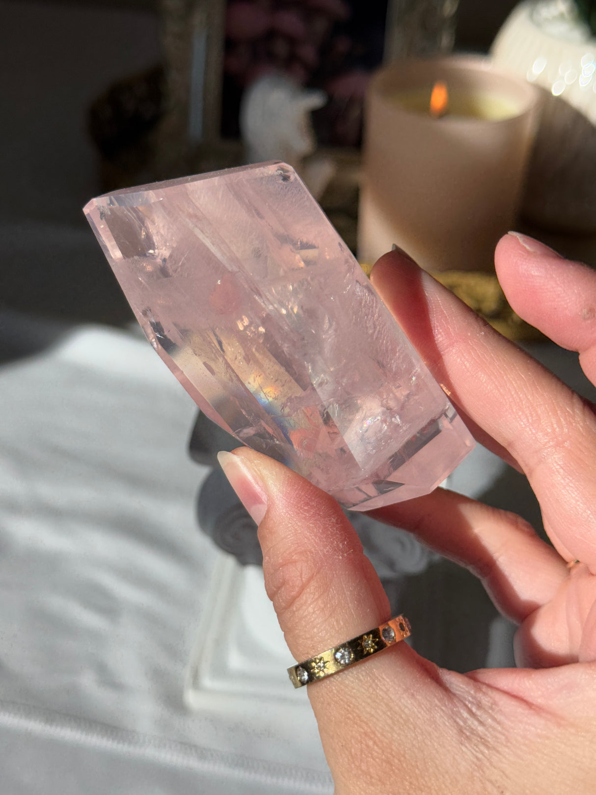 Gemmy Rose Quartz Free Form with Stand