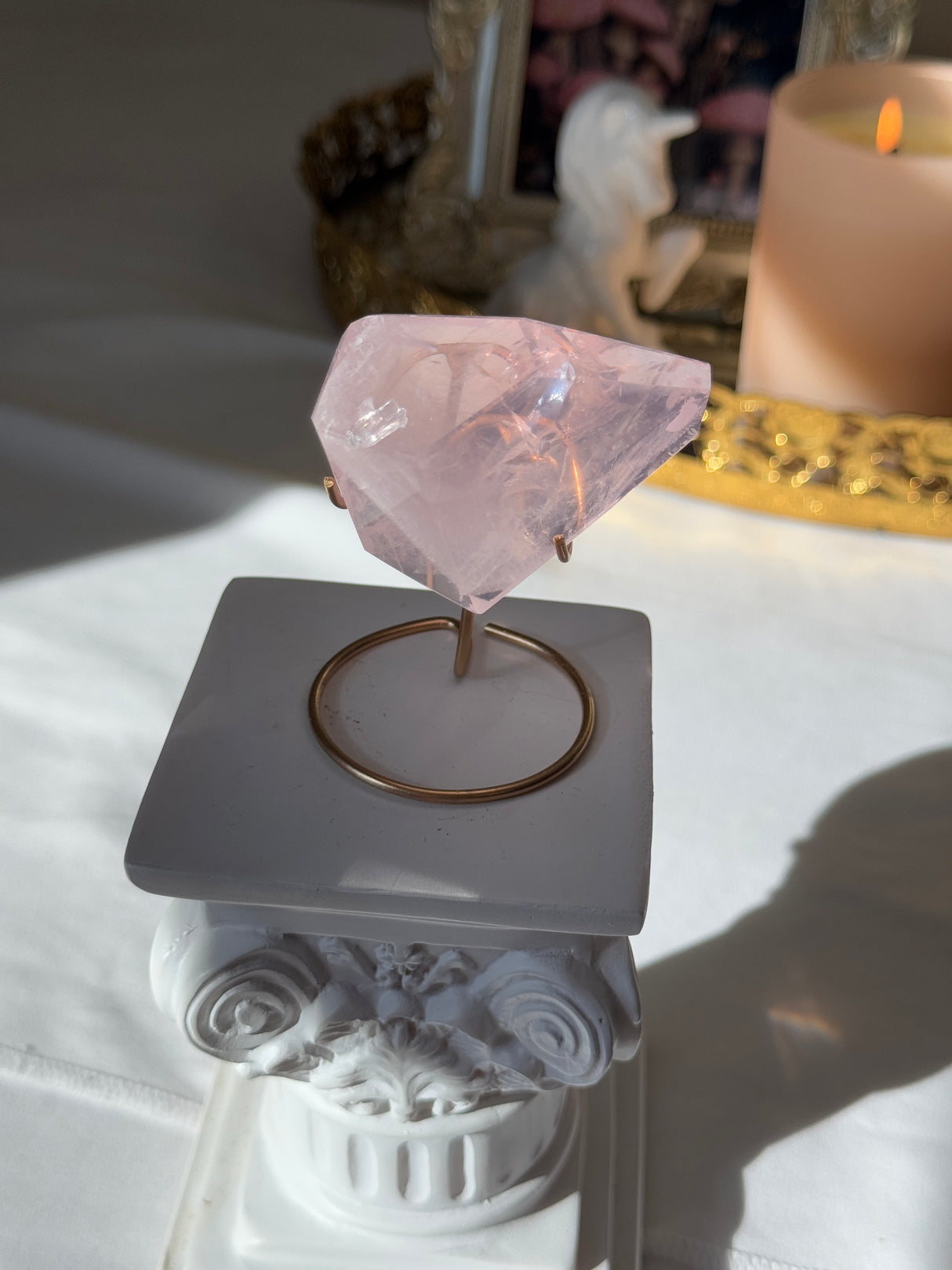 Gemmy Rose Quartz Free Form with Stand