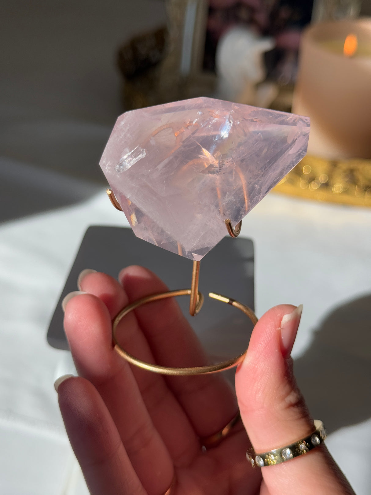 Gemmy Rose Quartz Free Form with Stand